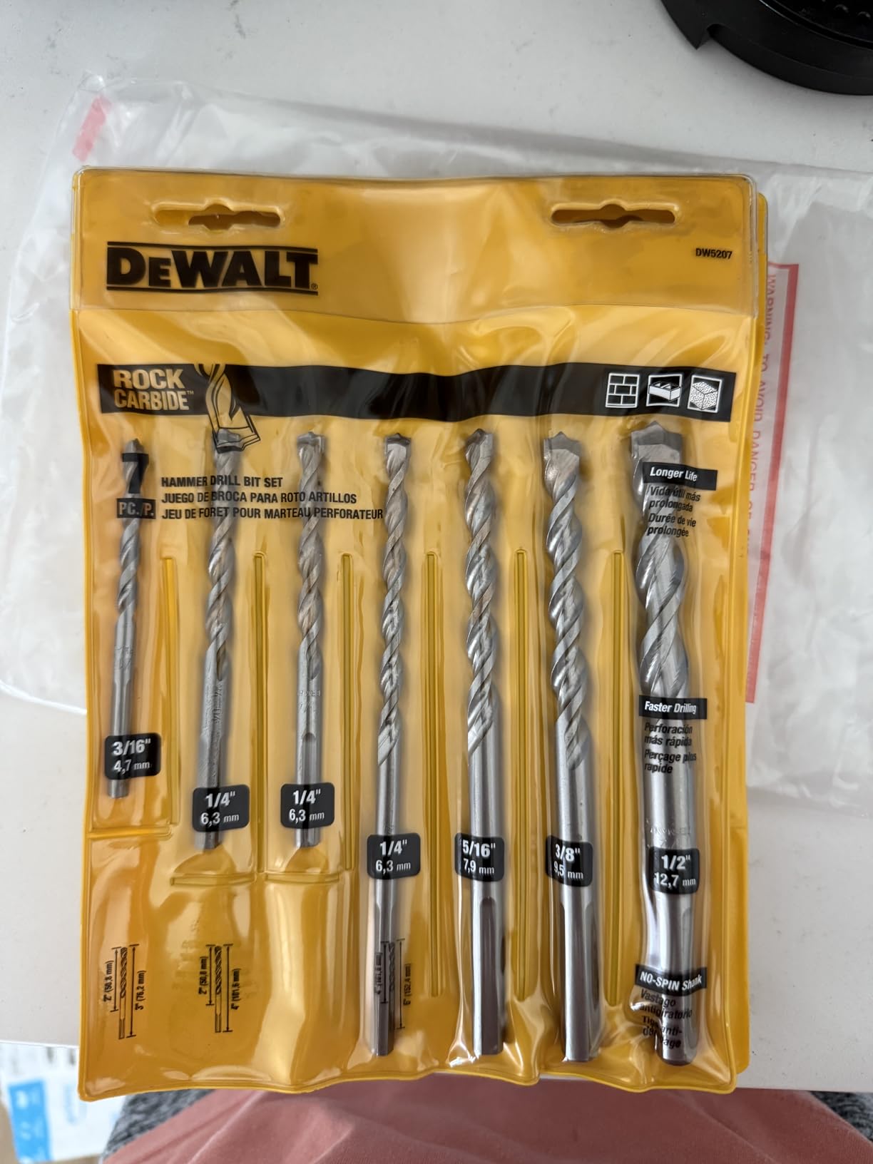 DEWALT Masonry Drill Bit Set, Percussion, Concrete & Block, 7-Piece (DW5207) customer photo 2