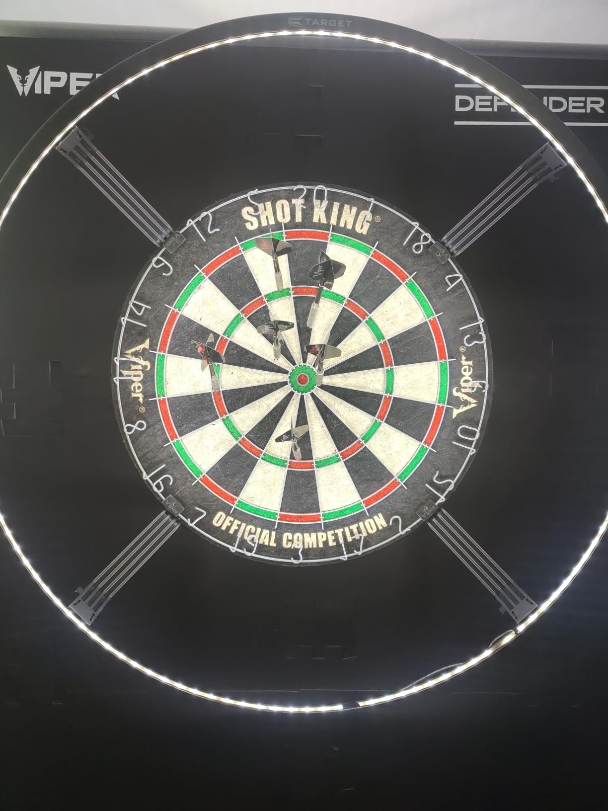 Viper by GLD Products Shot King Regulation Bristle Steel Tip Dartboard Set with Bullseye Metal Radial Spider Wire Compressed Sisal Board with Rotating Number Ring Includes 6 Darts Black customer photo 2