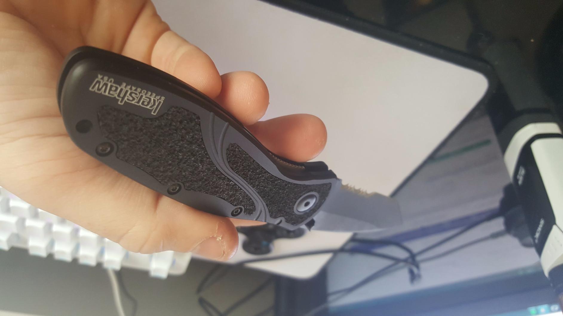 Kershaw Blur Pocket Knife, Black, 3.4 Inch Stainless Steel Recurve Blade, EDC with Assisted Opening, USA Made, Reversible Pocketclip, Everyday Carry Pocket Knife for Men and Women customer photo 1