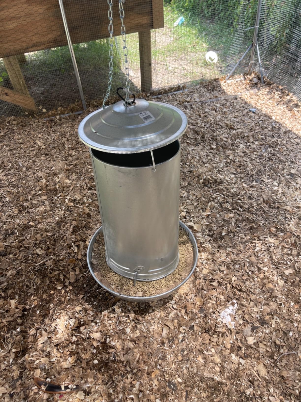 Little Giant Hanging Metal Poultry Feeder | Chicken Feeder | Outdoor Hanging Bird Feeder | Galvanized Steel Feed Container with Hanging Handle | 40 Pound customer photo 2