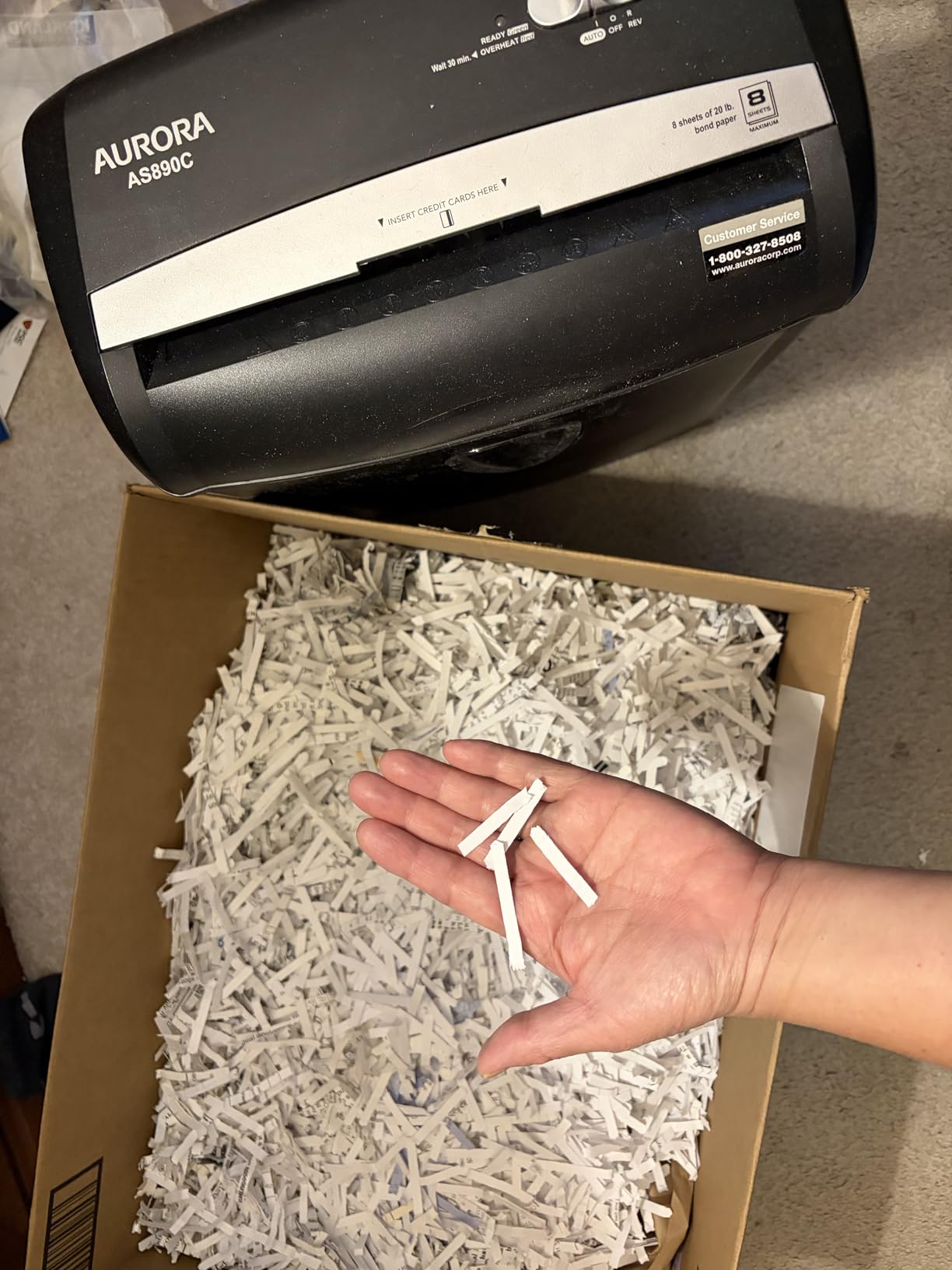 Aurora AS890C 8-Sheet Cross-Cut Paper/Credit Card Shredder with Basket customer photo 2