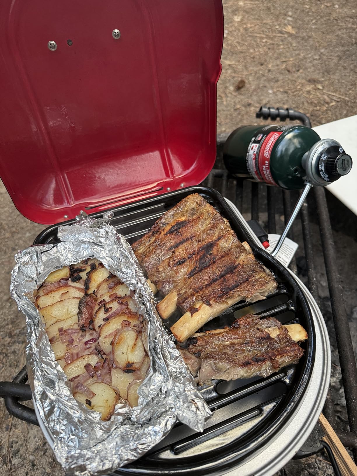 Coleman Fold 'N Go 6,000 BTU Portable Propane Grill, Lightweight Gas Grill with Push-Button Starter & Adjustable Horseshoe Burner, Great for Camping, Tailgating, Grilling, BBQ customer photo 2