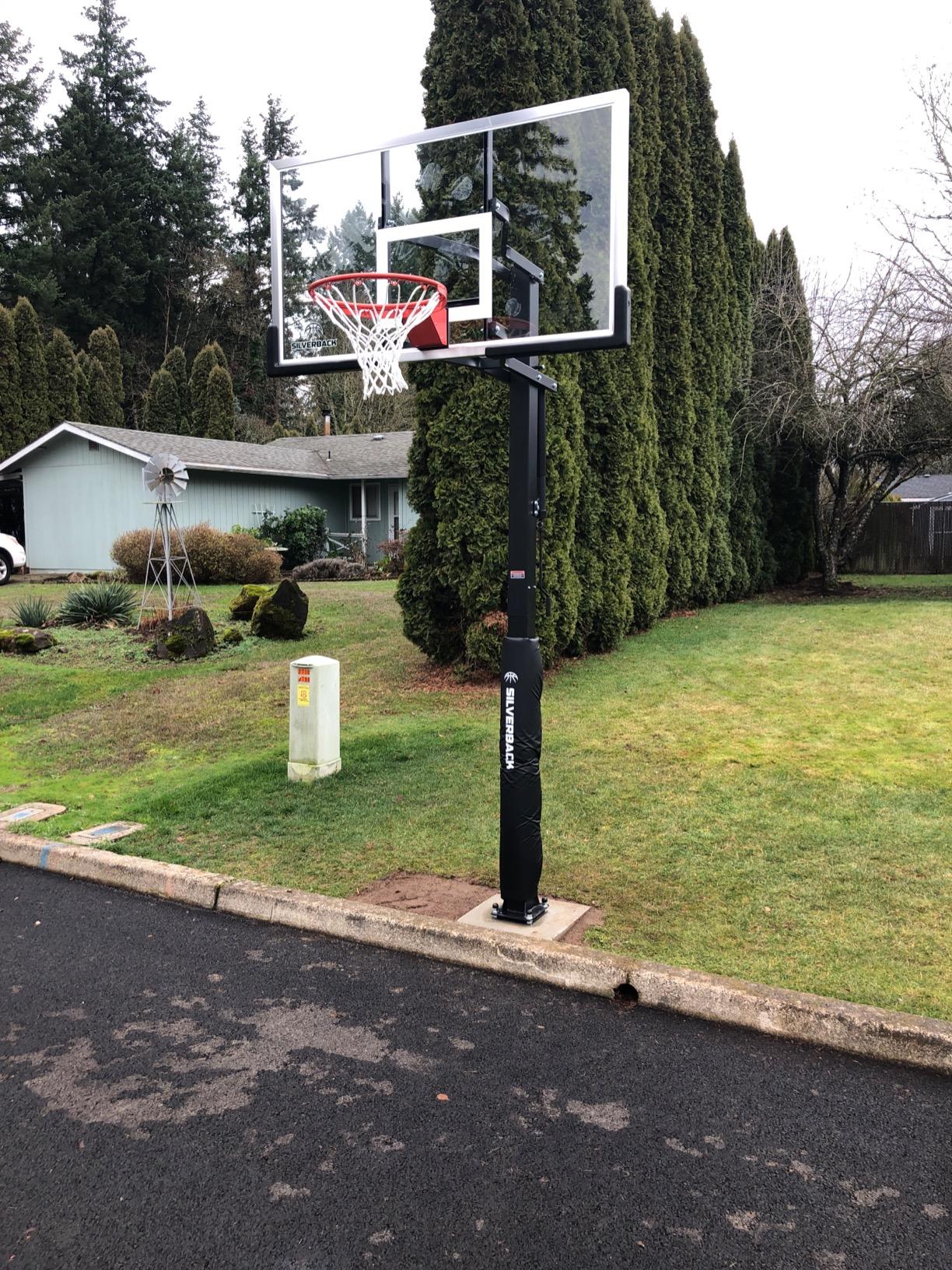 Silverback Height Adjustable In-Ground Basketball Hoop with Tempered Glass Backboard, Pro-Style Breakaway Rim & Backboard Pad customer photo 2