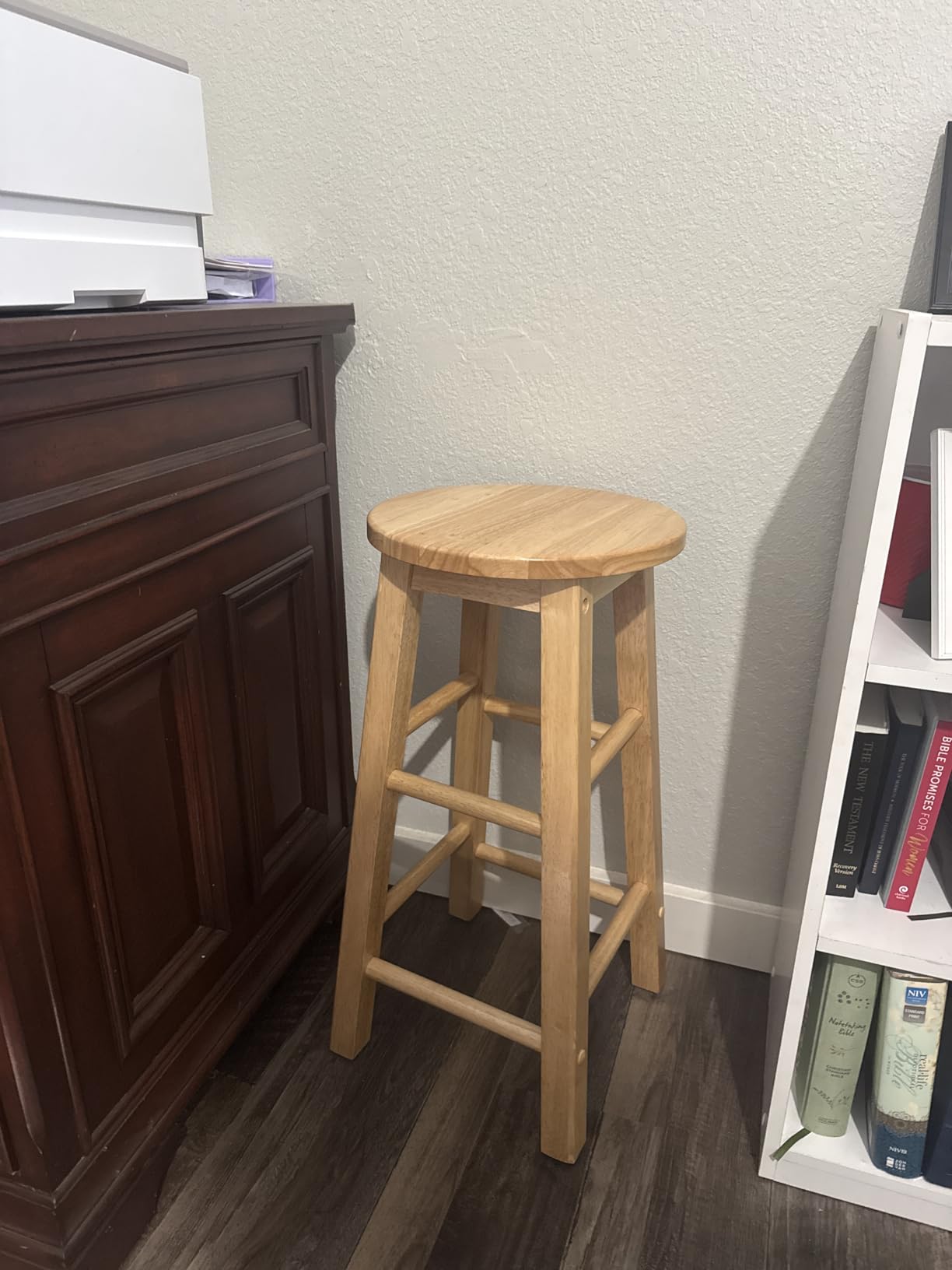 Linon Natural Barstool with Round Seat, 24-Inch customer photo 2