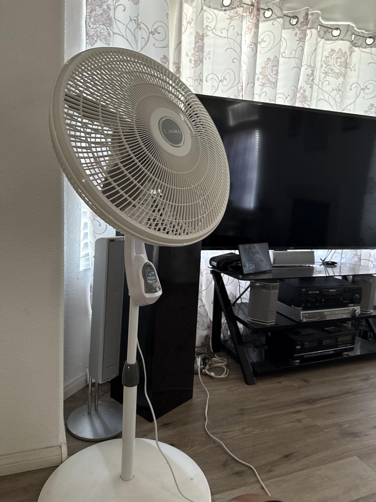 Lasko Cyclone Pedestal Fan, Adjustable Height, Remote Control, Timer, 3 Speeds, for Bedroom, Kitchen, Office and Living Room, 18