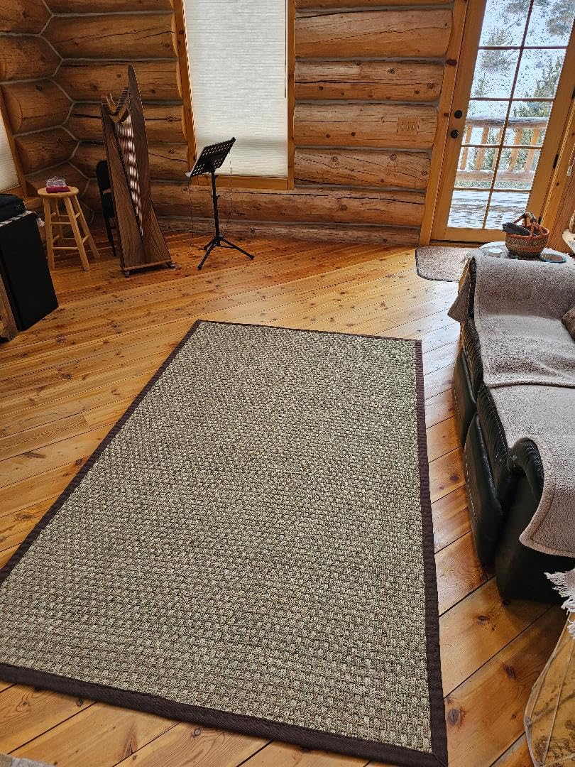 SAFAVIEH Area Rug 6x9 - Natural Fiber Collection - Natural & Beige, Seagrass, Basketweave Pattern with Border (NF114A) customer photo 1