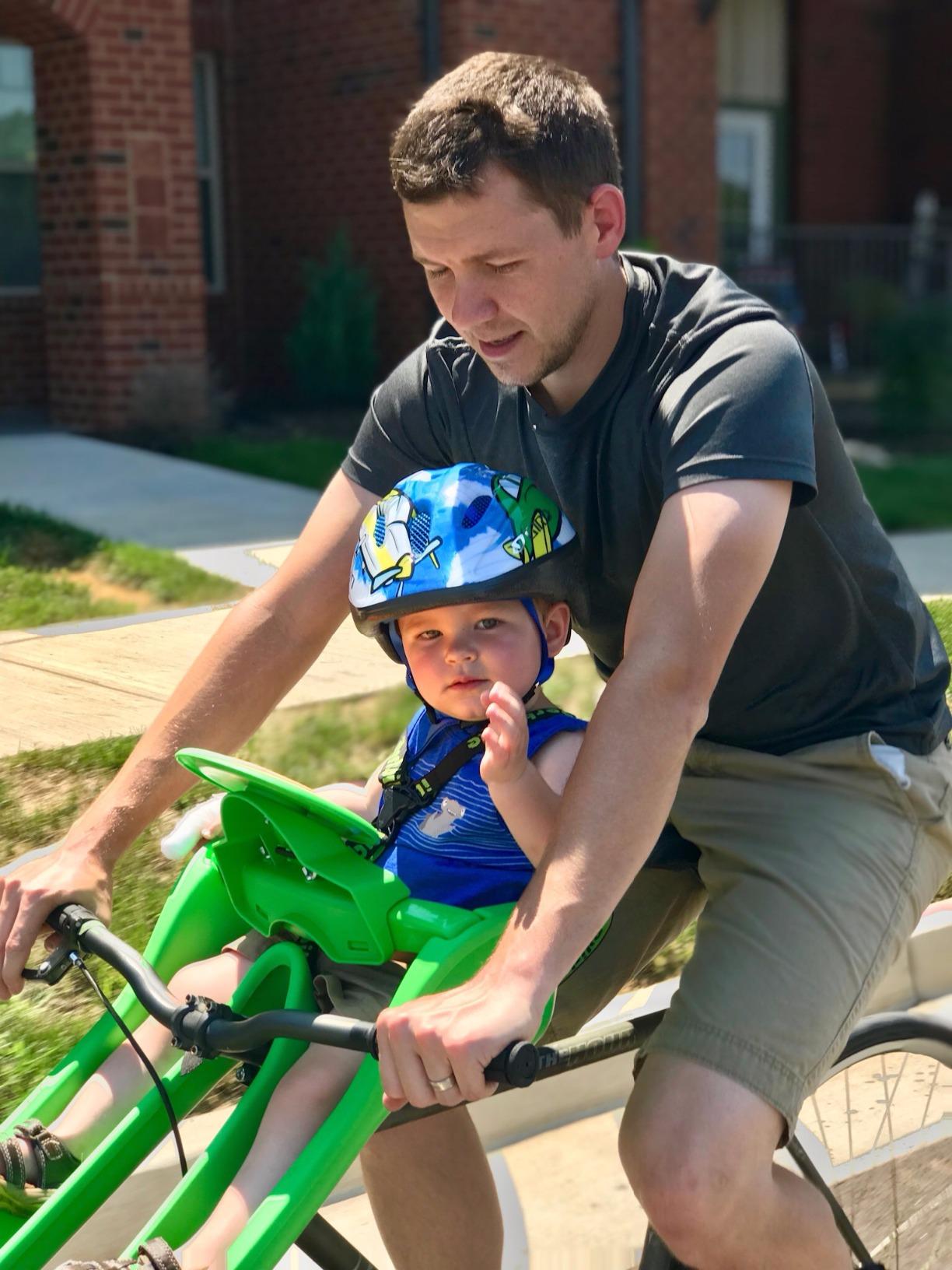 iBert Front Mounted Child Seat with Patented Mounting for Easy and Secure Installation - Child's Bike Seat with 3-Point Safety Harness and Adjustable Foot Cups - Durable Plastic Shell customer photo 1
