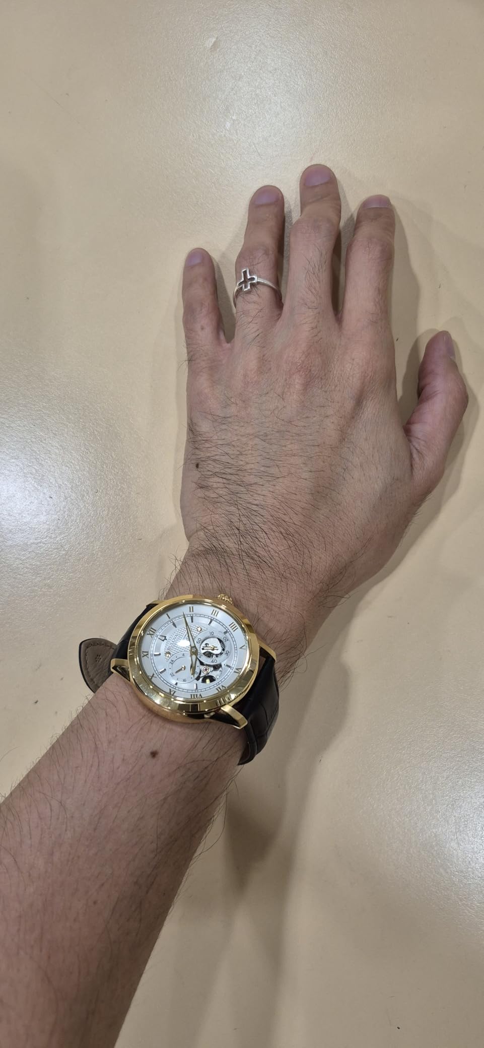 Bulova Men's Classic Sutton 4-Hand Automatic Watch, 24-Hour Sub Dial, Open Aperture, Self-Winding, Exhibition Caseback, Double Curved Mineral Crystal, Luminous Hands, 42mm customer photo 2