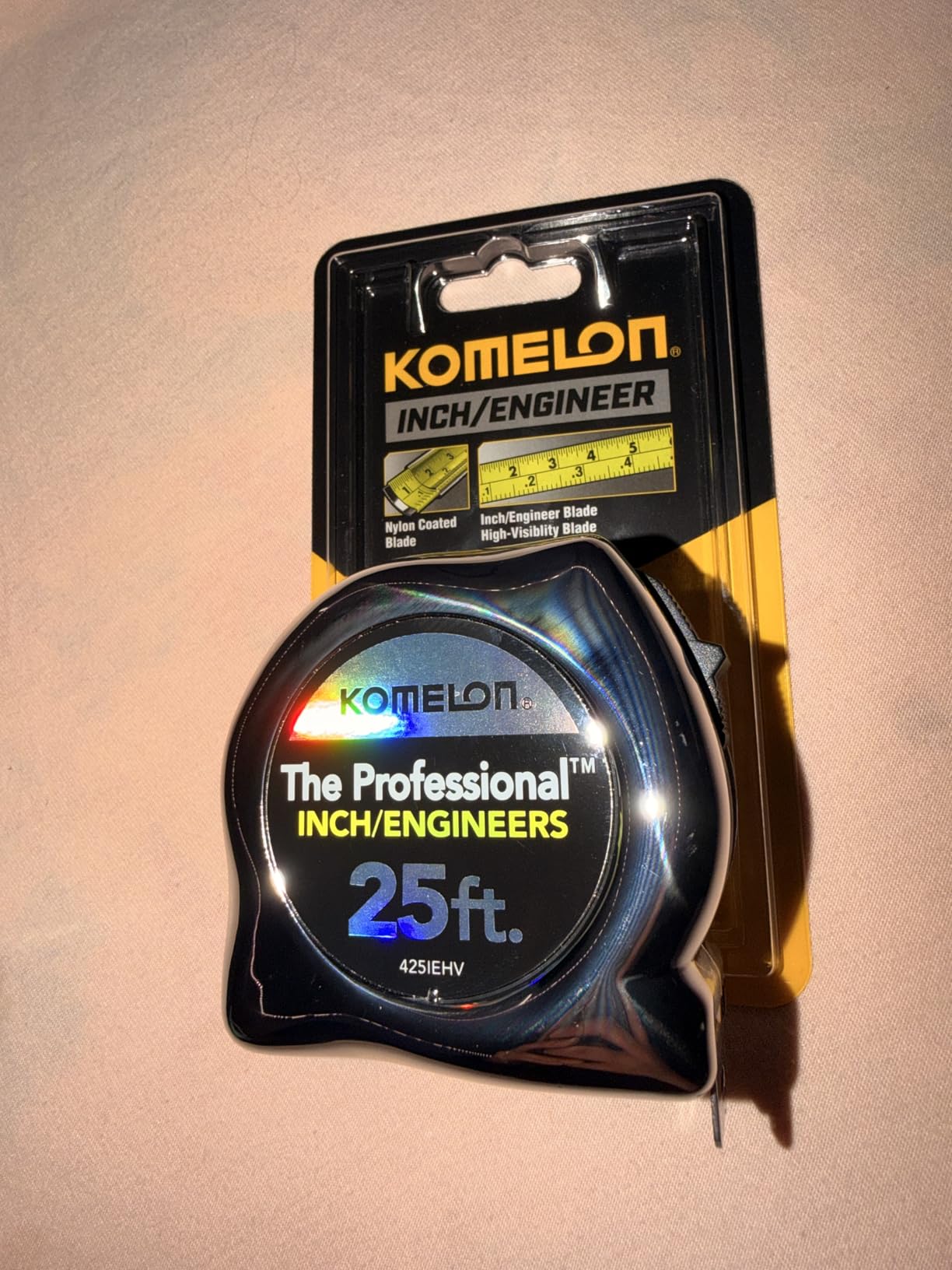 Komelon 433IEHV High-Visibility Professional Tape Measure both Inch and Engineer Scale Printed 33-feet by 1-Inch, Chrome customer photo 1