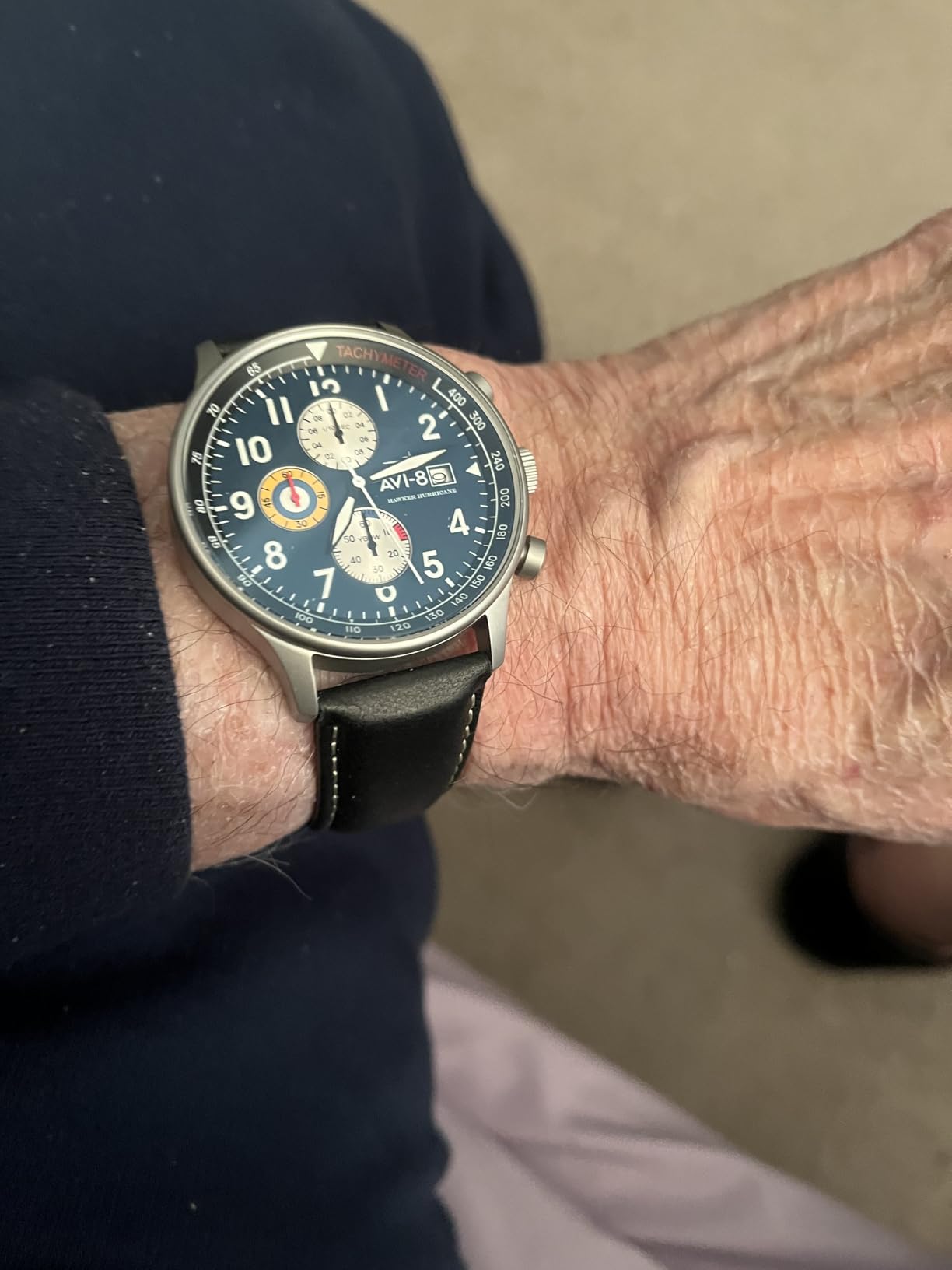 AVI-8 Hawker Hurricane Men's Pilot Watch - Classic Chronograph, Japanese Quartz Movement, Stainless Steel Case, Leather Strap, AV-4011 customer photo 1
