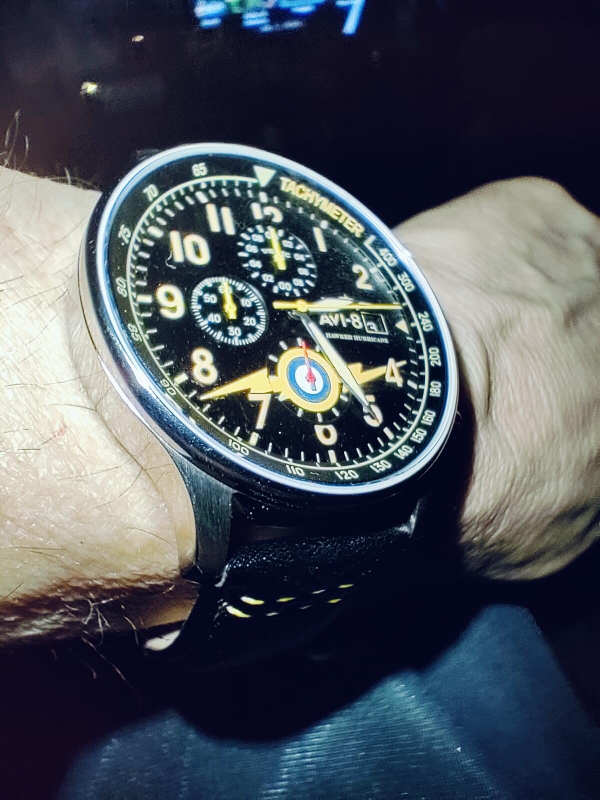 AVI-8 Hawker Hurricane Men's Pilot Watch - Classic Chronograph, Japanese Quartz Movement, Stainless Steel Case, Leather Strap, AV-4011 customer photo 2