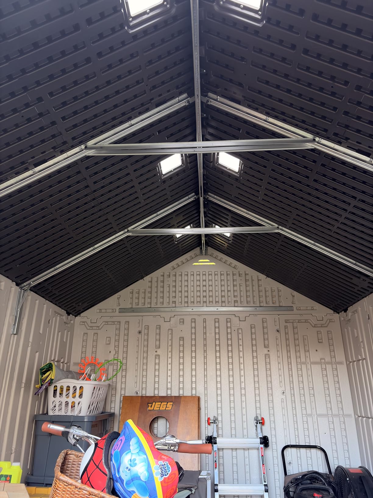 Suncast 8x10 Ft. Outdoor Storage Shed - Large Resin Outdoor Shed with Floor Included, Lockable Double Doors & Skylights customer photo 2