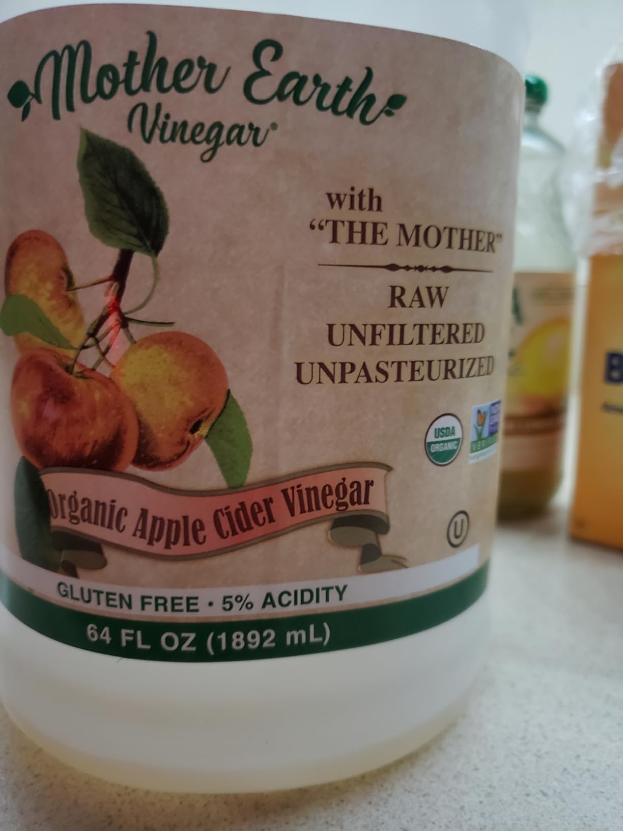 Mother Earth, Organic Apple Cider Vinegar with The Mother, Fresh Pressed Organic Apples, 16oz Glass Bottle customer photo 2