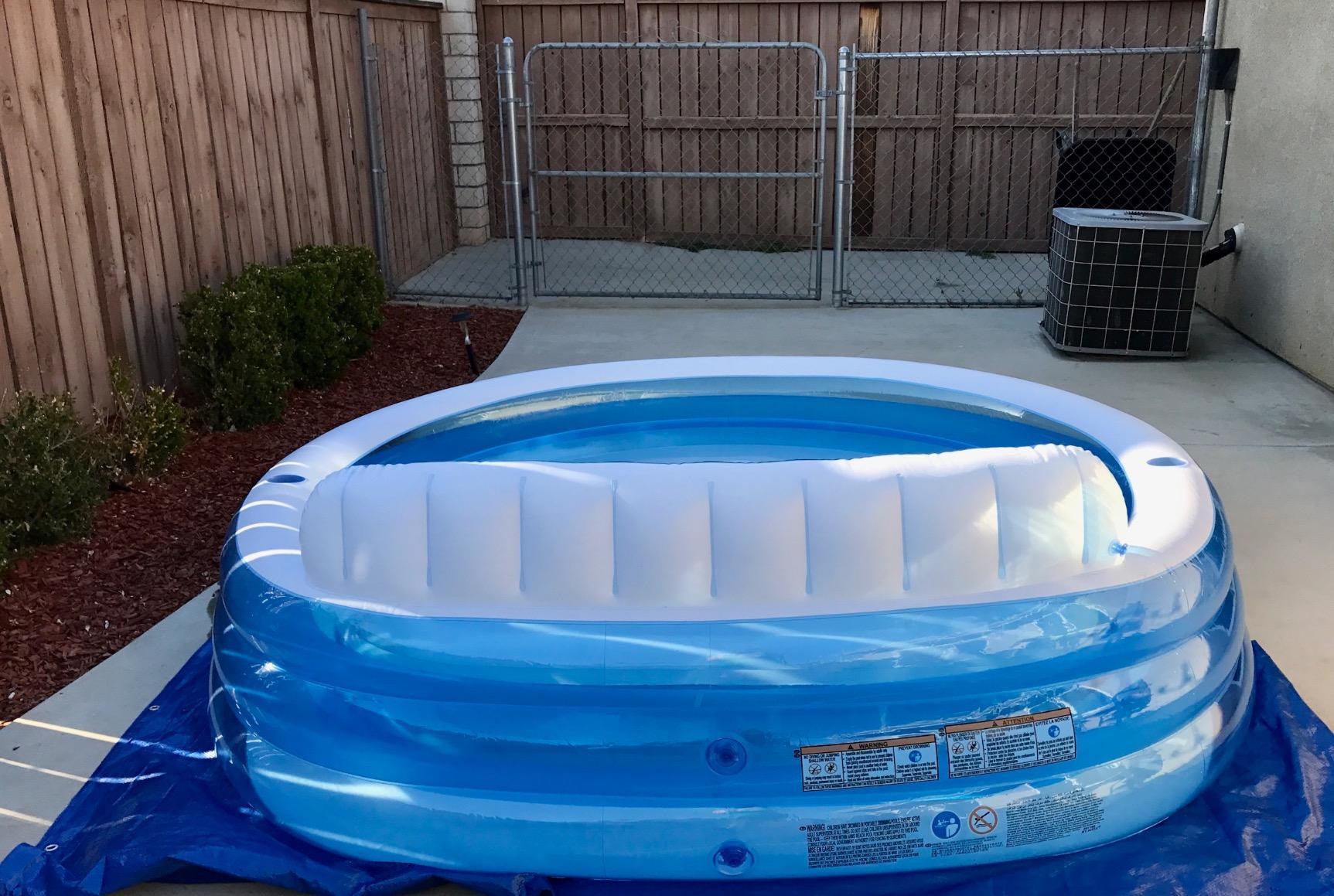 INTEX Swim Center Inflatable Family Lounge Pool: Built-In Bench - Cup Holder - 156 Gallon Capacity - 90