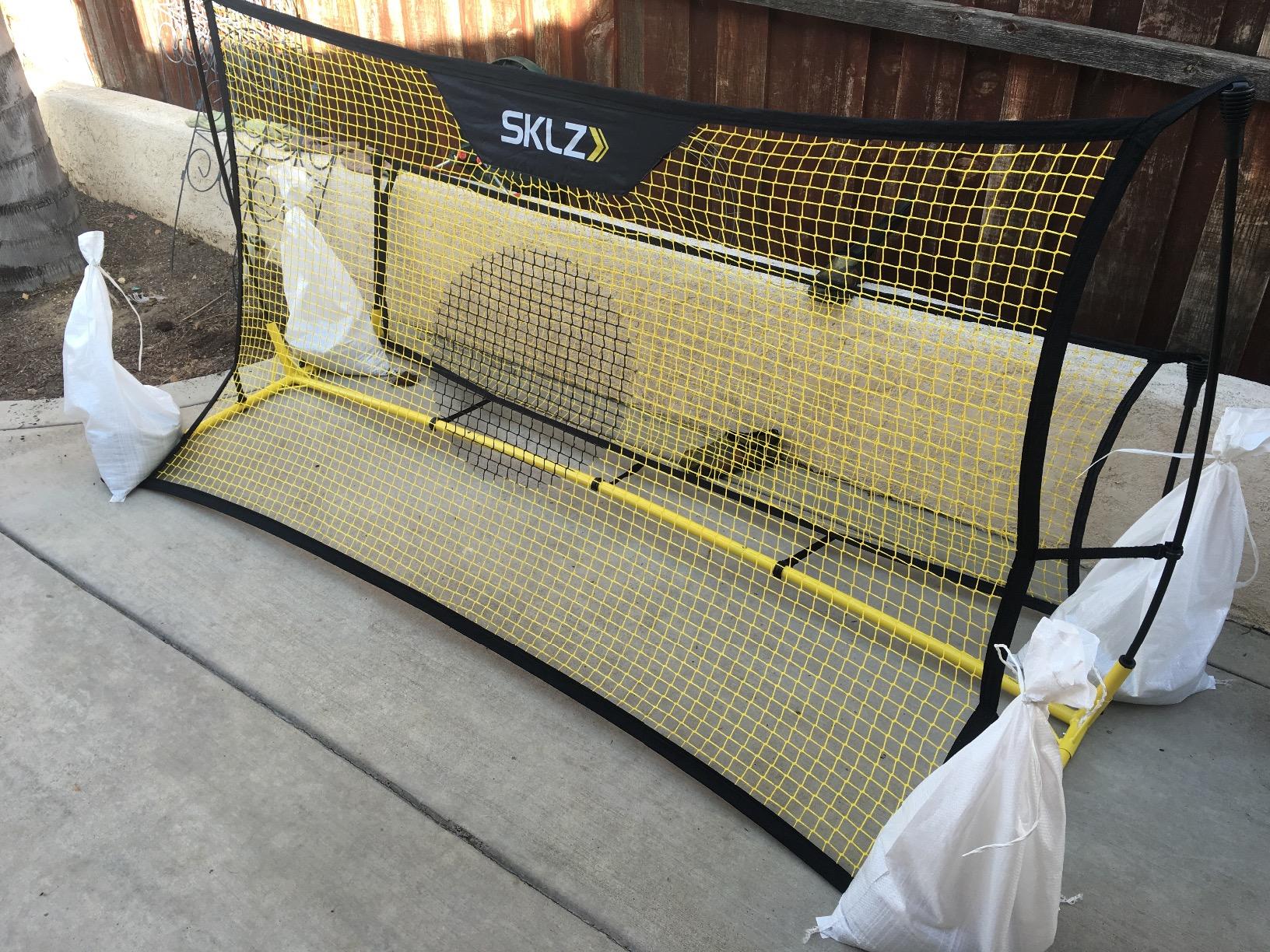 SKLZ Quickster Soccer Trainer - Dual-Sided Rebounder for Solo Passing, Receiving, Trapping Practice - Large & Small Rebound Net - Weather Resistant - Adjustable Frame, Metal Stakes & Carry Bag customer photo 2