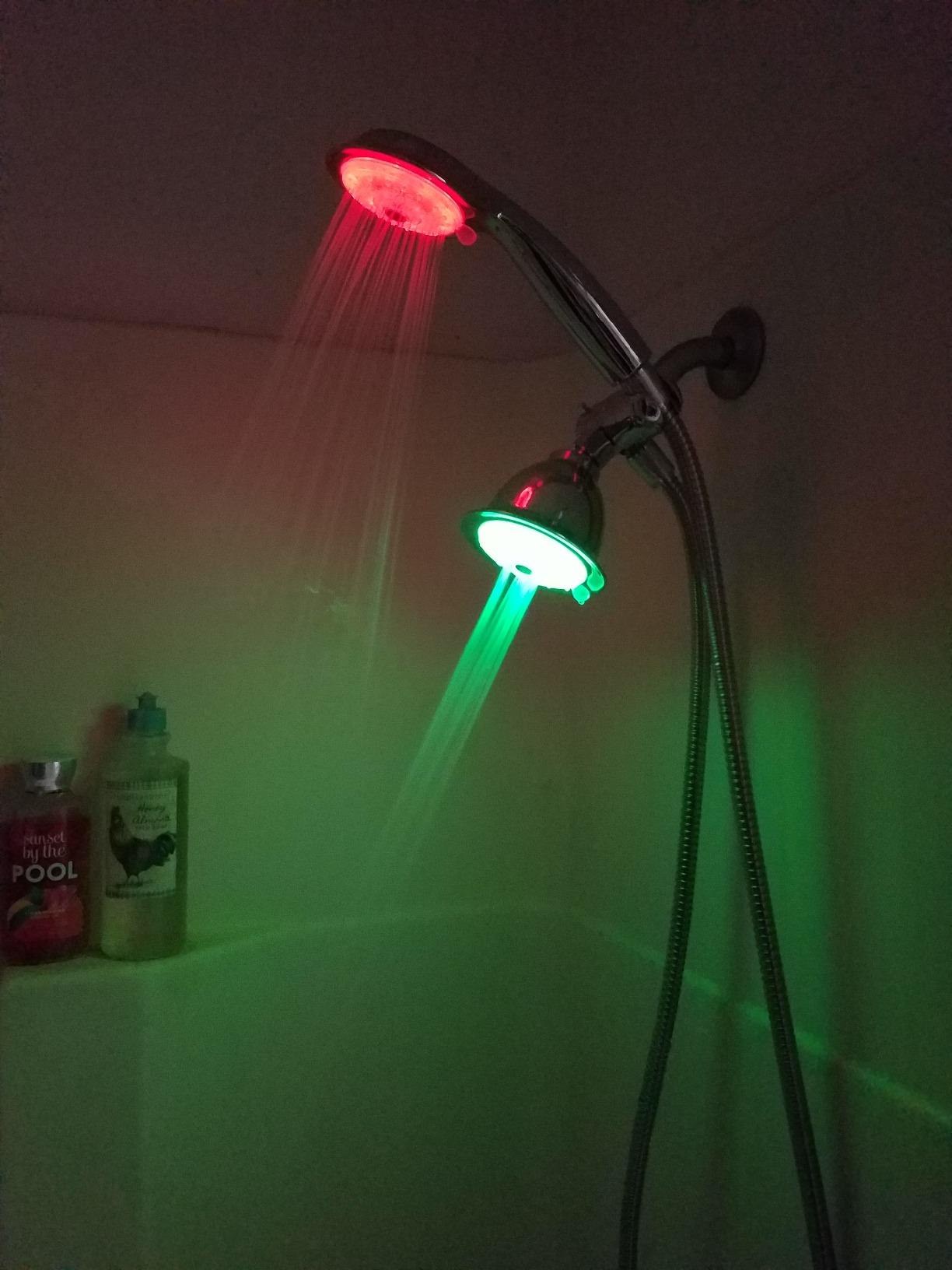 Luminex by PowerSpa 7-Color 24-Setting LED Shower Head Combo with Air Jet LED Turbo Pressure-Boost Nozzle Technology. 7 Vibrant LED colors change automatically every few seconds customer photo 1