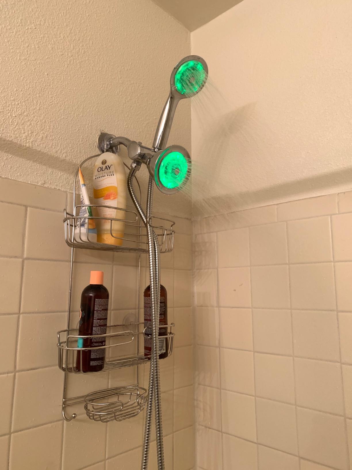 Luminex by PowerSpa 7-Color 24-Setting LED Shower Head Combo with Air Jet LED Turbo Pressure-Boost Nozzle Technology. 7 Vibrant LED colors change automatically every few seconds customer photo 2