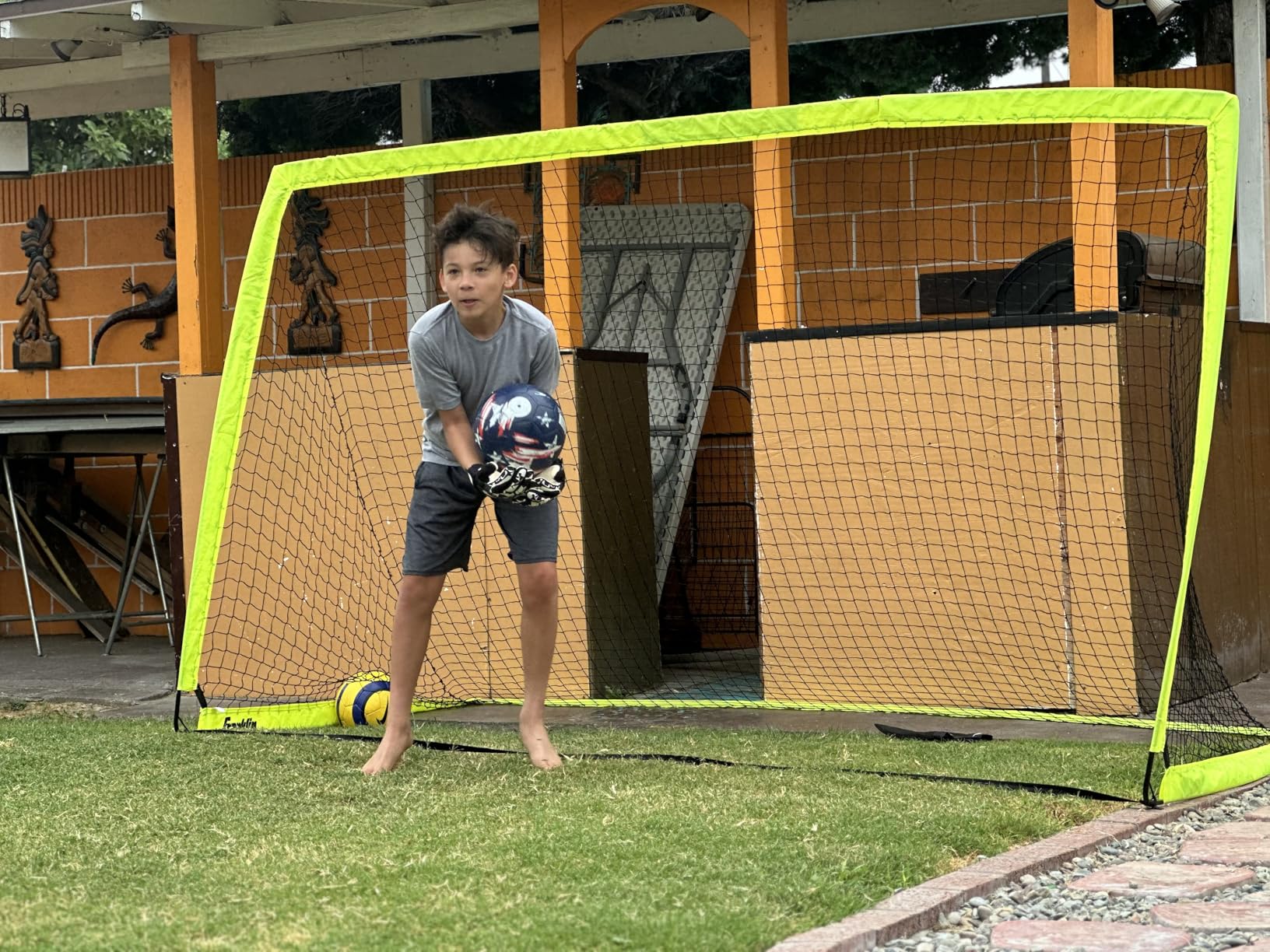 Franklin Sports Blackhawk Backyard Soccer Goal - Portable Pop Up Soccer Nets - Youth + Adult Folding Indoor + Outdoor Goals - Multiple Sizes + Colors customer photo 2