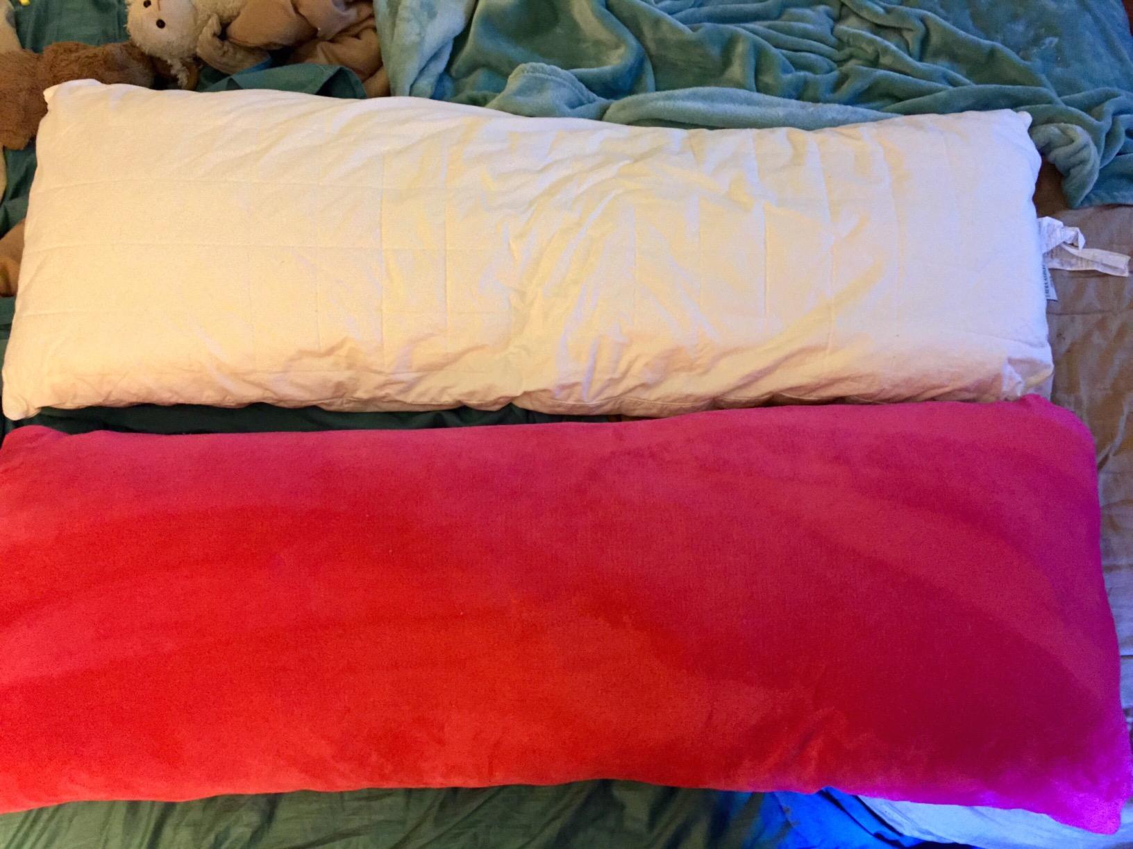 Snuggle-Pedic Body Pillow for Adults - Breathable, Full Body Pillow for Side Sleepers - Shredded Memory Foam Gel - Cooling Long Pillow Supports Legs, Belly & HIPS - 20x54 White customer photo 2