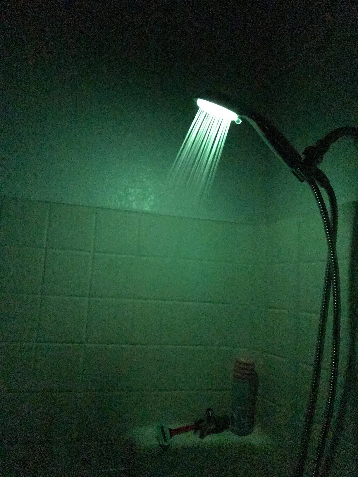 Luminex by PowerSpa 7-Color 4-Setting LED Handheld Shower Head with Air Jet LED Turbo Pressure-Boost Nozzle Technology. 7 vibrant LED colors change automatically every few seconds customer photo 1