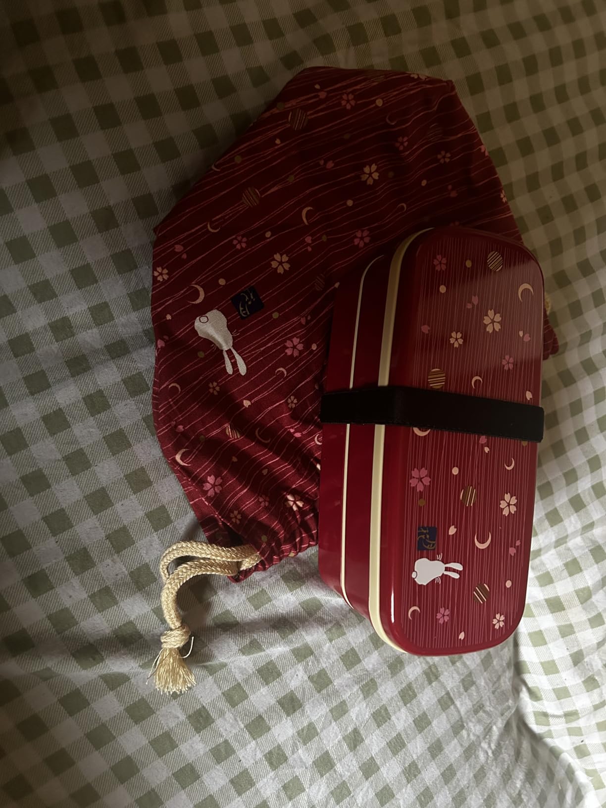 OSK Japanese Traditional Rabbit Moon Bento Box Set, PW-28C Renewal Version, Microwave-safe, Dishwasher-safe, Chopsticks, Bento Bag, Red customer photo 1