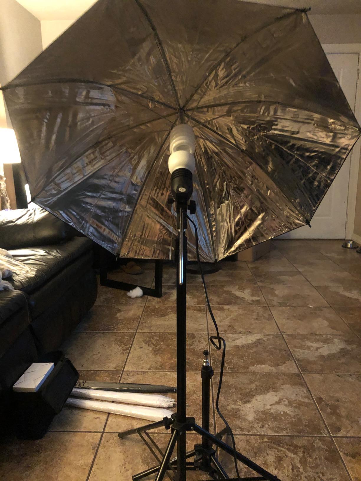 EMART Umbrella Photography Lighting Kit, 200/700W Bulbs, Soft Light Continuous Photographic Reflector Set for Portrait Studio Video Recording, Filming, Podcast customer photo 3