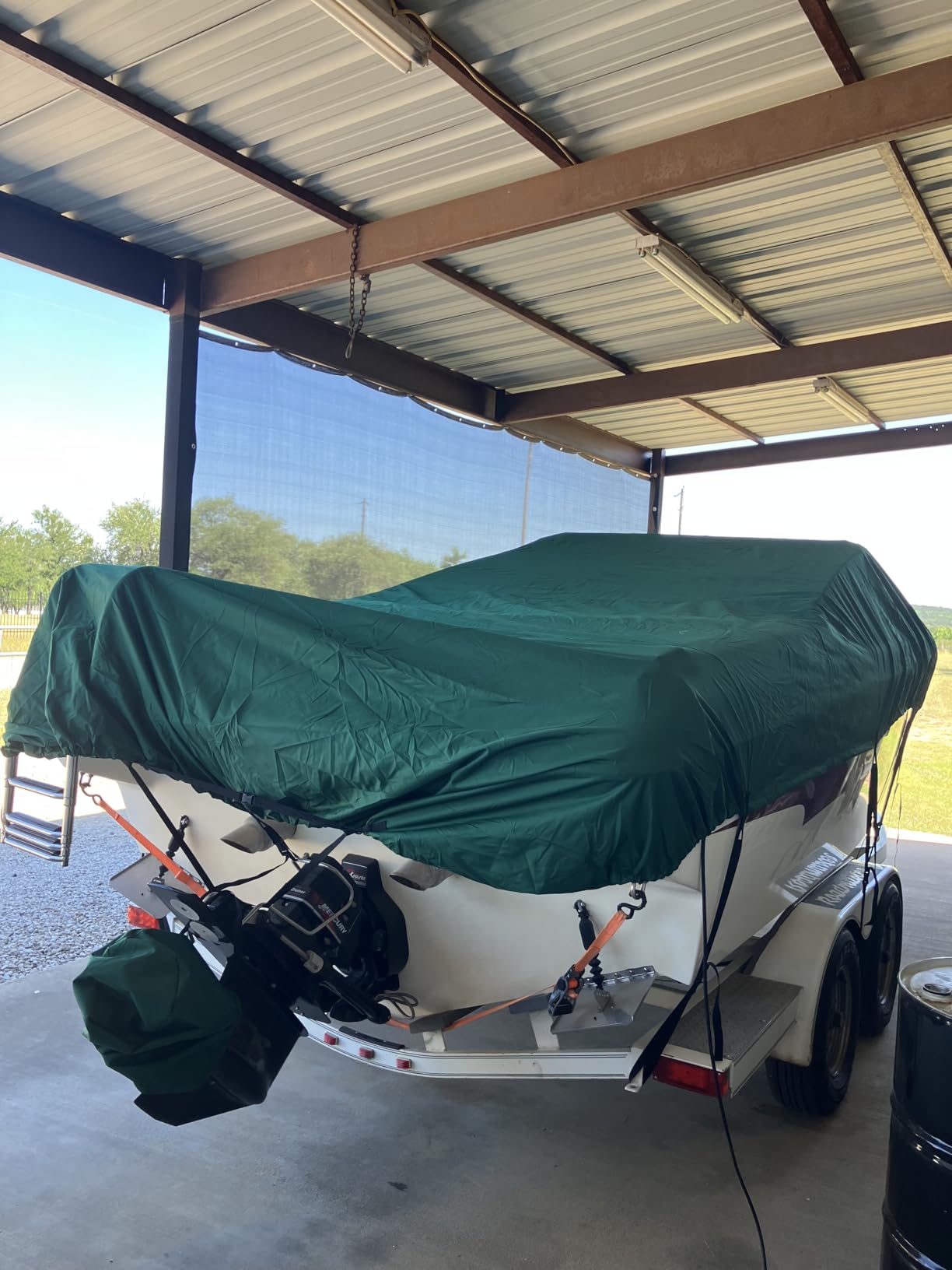MSC Heavy Duty Oxford Ployester Made Trailerable Boat Cover,Fits V-Hull,Tri-Hull, Runabout Boat Cover (Model C - Length:16'-18.5' Beam Width: up to 94