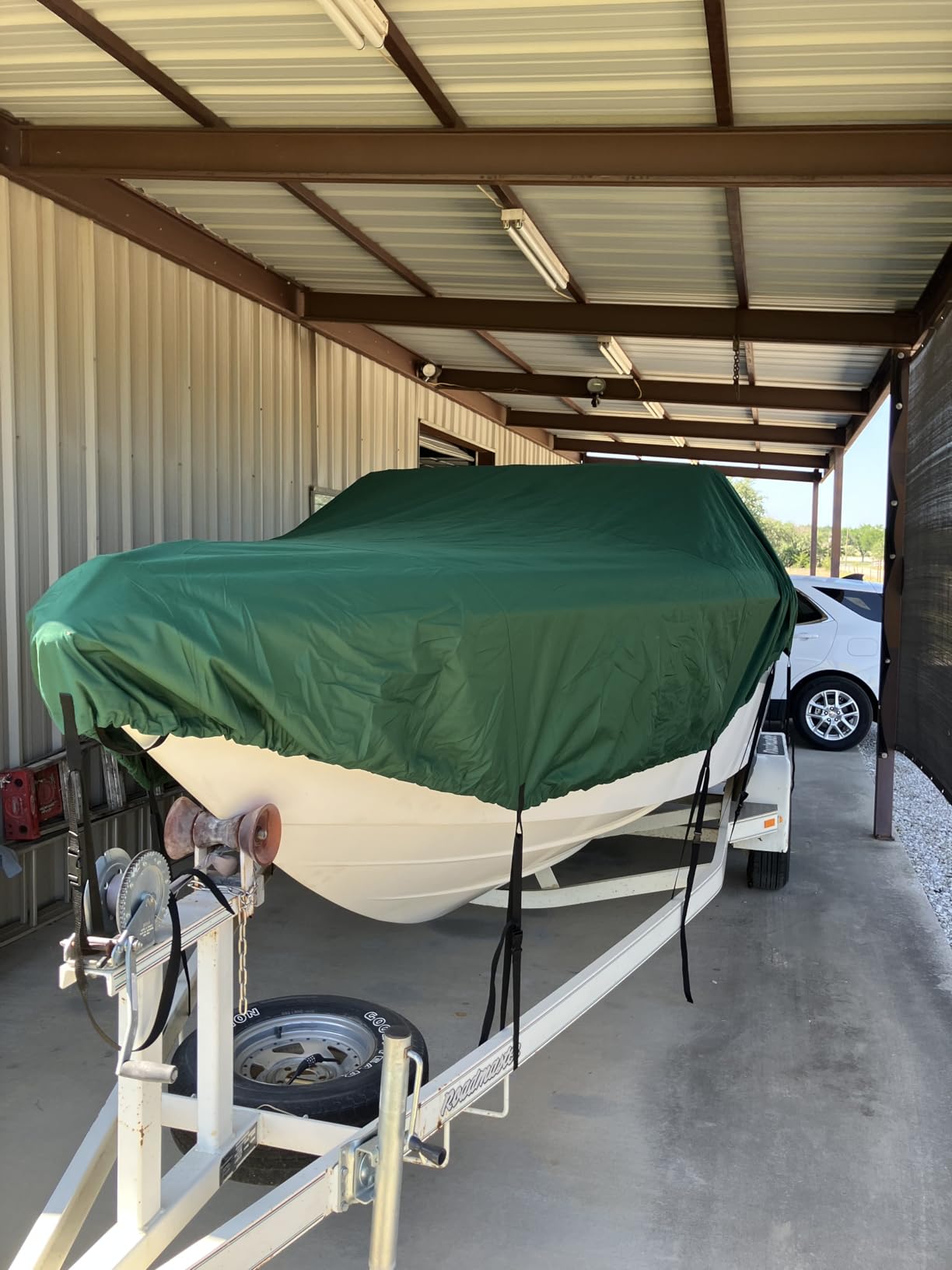 MSC Heavy Duty Oxford Ployester Made Trailerable Boat Cover,Fits V-Hull,Tri-Hull, Runabout Boat Cover (Model C - Length:16'-18.5' Beam Width: up to 94