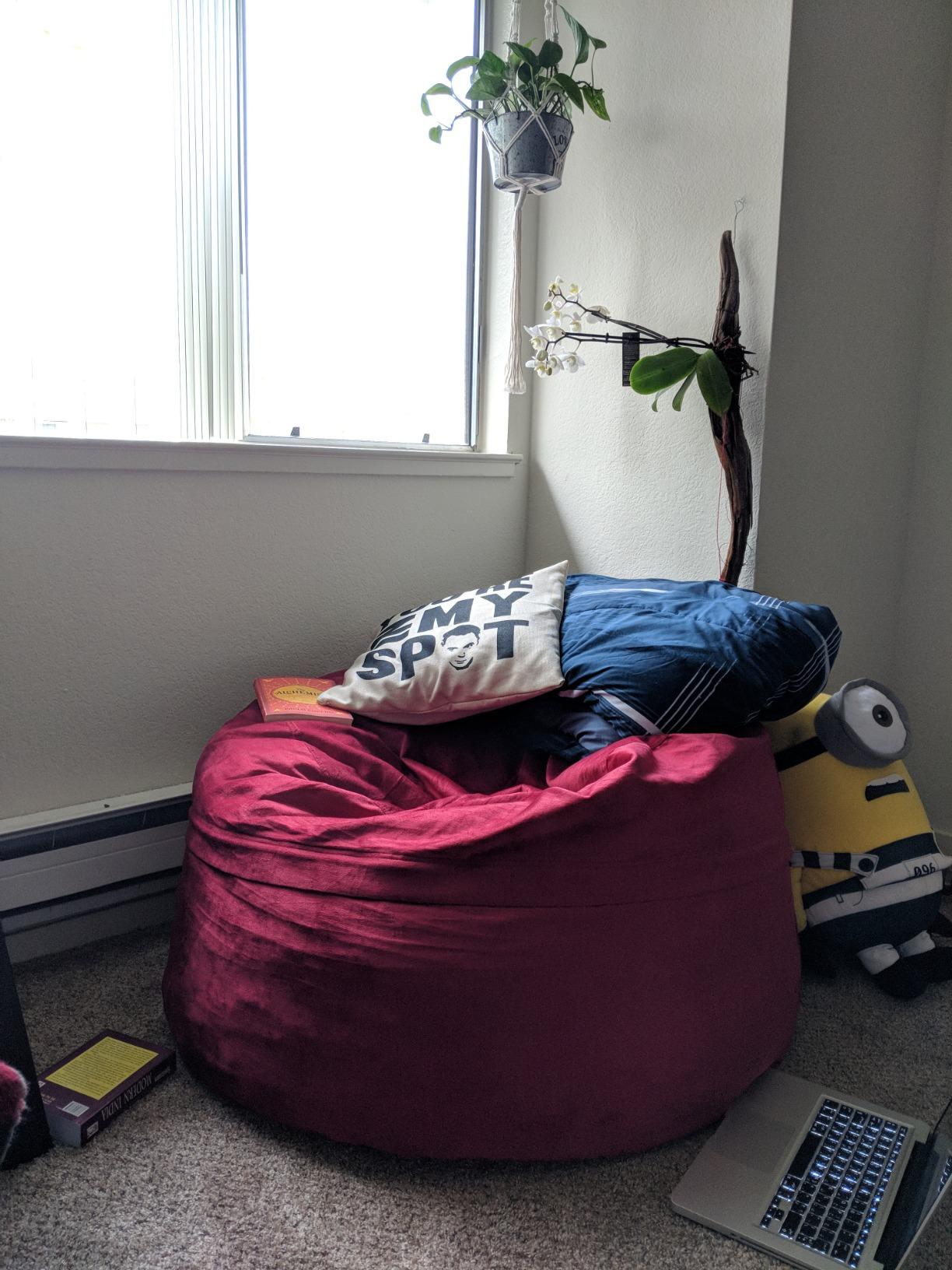 Sofa Sack Bean Bag Chair - Plush, Ultra Soft - Memory Foam Bean Bag Chair with Microsuede Cover - Stuffed Foam Filled Furniture and Accessories for Dorm Room 3 Feet - Black customer photo 2