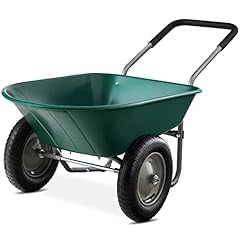 Best Choice Products Dual-Wheel Home Utility Yard Wheelbarrow Garden Cart w/Built-in Stand for Lawn, Gardening, Construction - Green customer photo 1