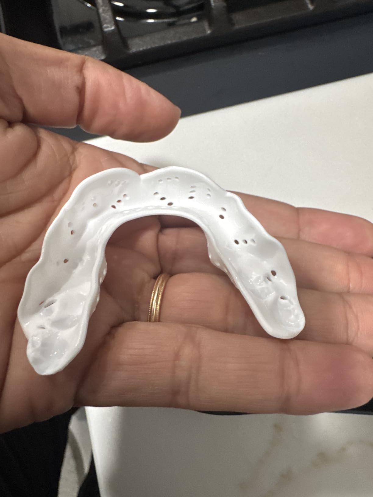 SISU Aero Medium Mouthguard, Snow White - 30% Stronger Protection for Lacrosse, Football, Hockey, Roller Derby, Team Sports - Remoldable Up to 20 Times - Ultra Slim - Works for Braces - Non Toxic customer photo 2
