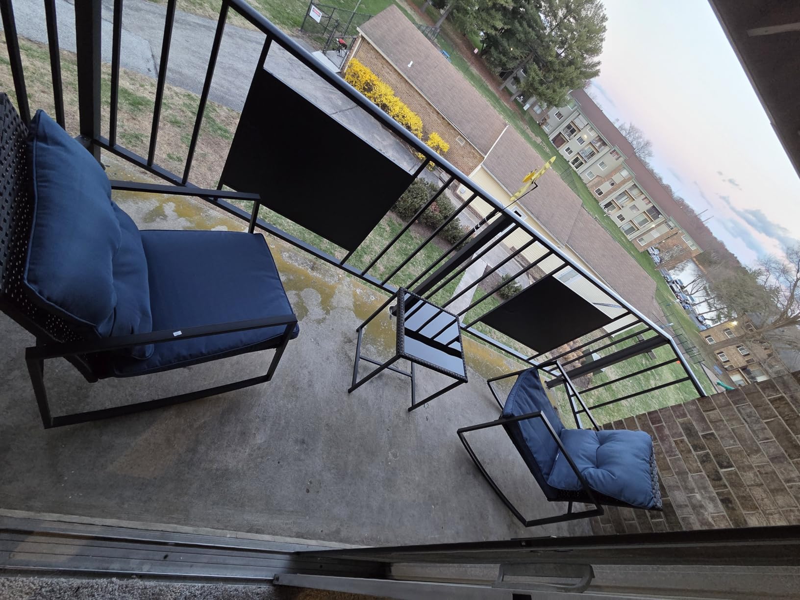 SUNCROWN 3 Piece Outdoor Rocking Bistro Set Black Wicker Furniture Porch Chairs Conversation Sets with Glass Coffee Table, Beige customer photo 1