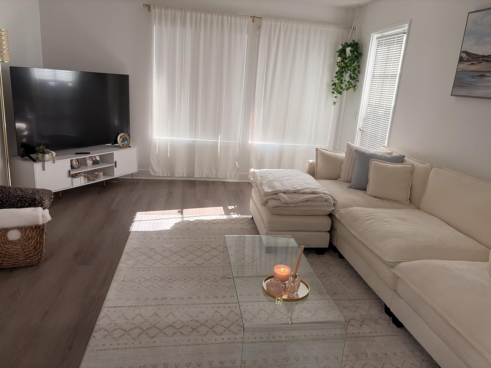 Tangkula Glass Coffee Table, 40