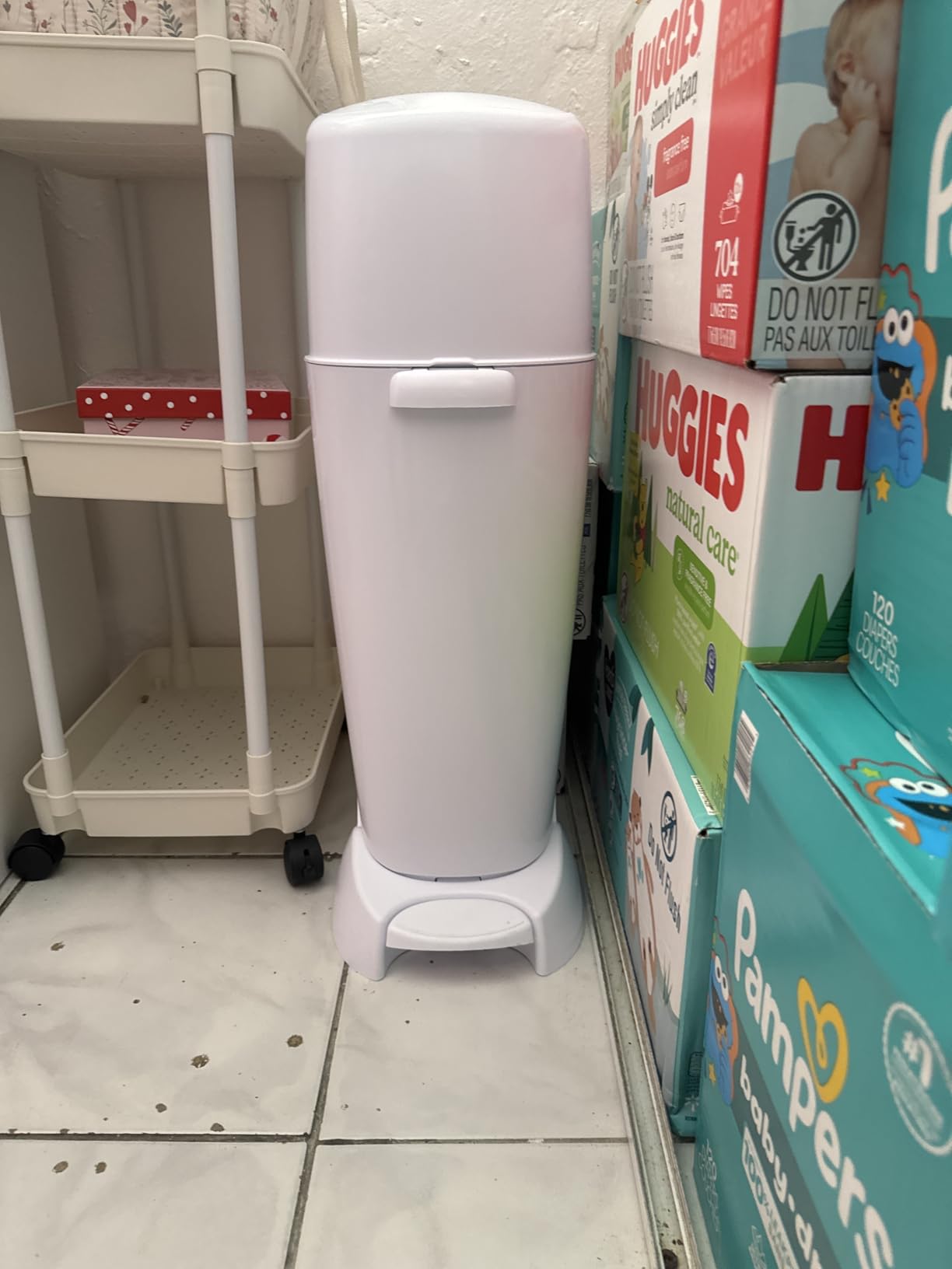 Diaper Genie Complete Diaper Pail (White) - Includes 1 Refill (Holds 270 Newborn Diapers) & 1 Carbon Filter customer photo 1