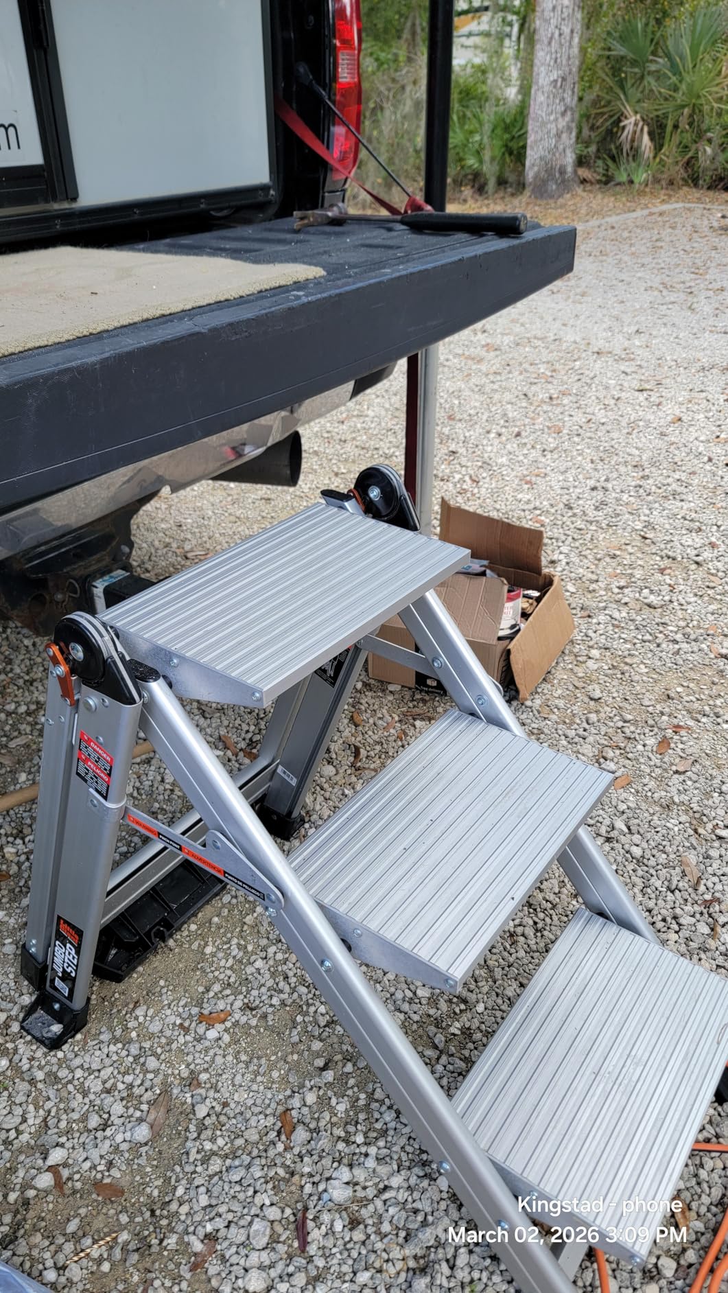 Little Giant Ladders Jumbo Step, Foldable 3-Step Stool, 2.2-Ft Aluminum, with Platform Steps, Handrail, and Tool Tray, 375 lb Load Capacity, Type 1AA, 8.7-Ft Reach, (11903) customer photo 1