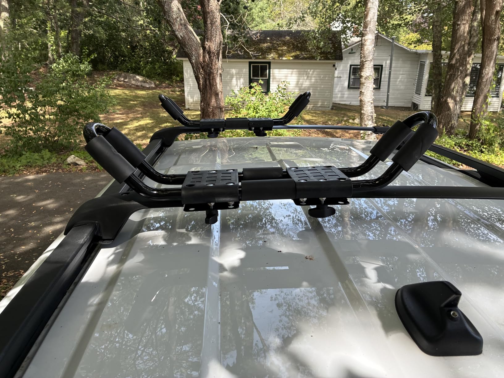 2 Pairs Heavy Duty Kayak Rack-Includes 4 Pcs Ratchet Tie-Mount on Car Roof Top Crossbar-Easy to Carry Kayak Canoe Boat Surf Ski (J-Bar Rack) customer photo 1
