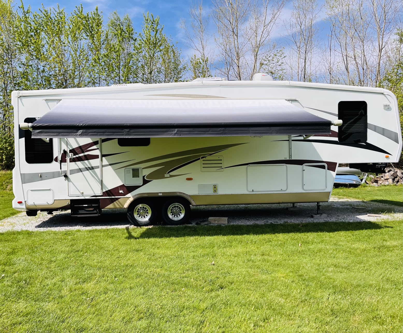 Shade Pro RV Awning Fabric Replacement | Durable Premium Grade Vinyl 16' [Fabric 15' 2