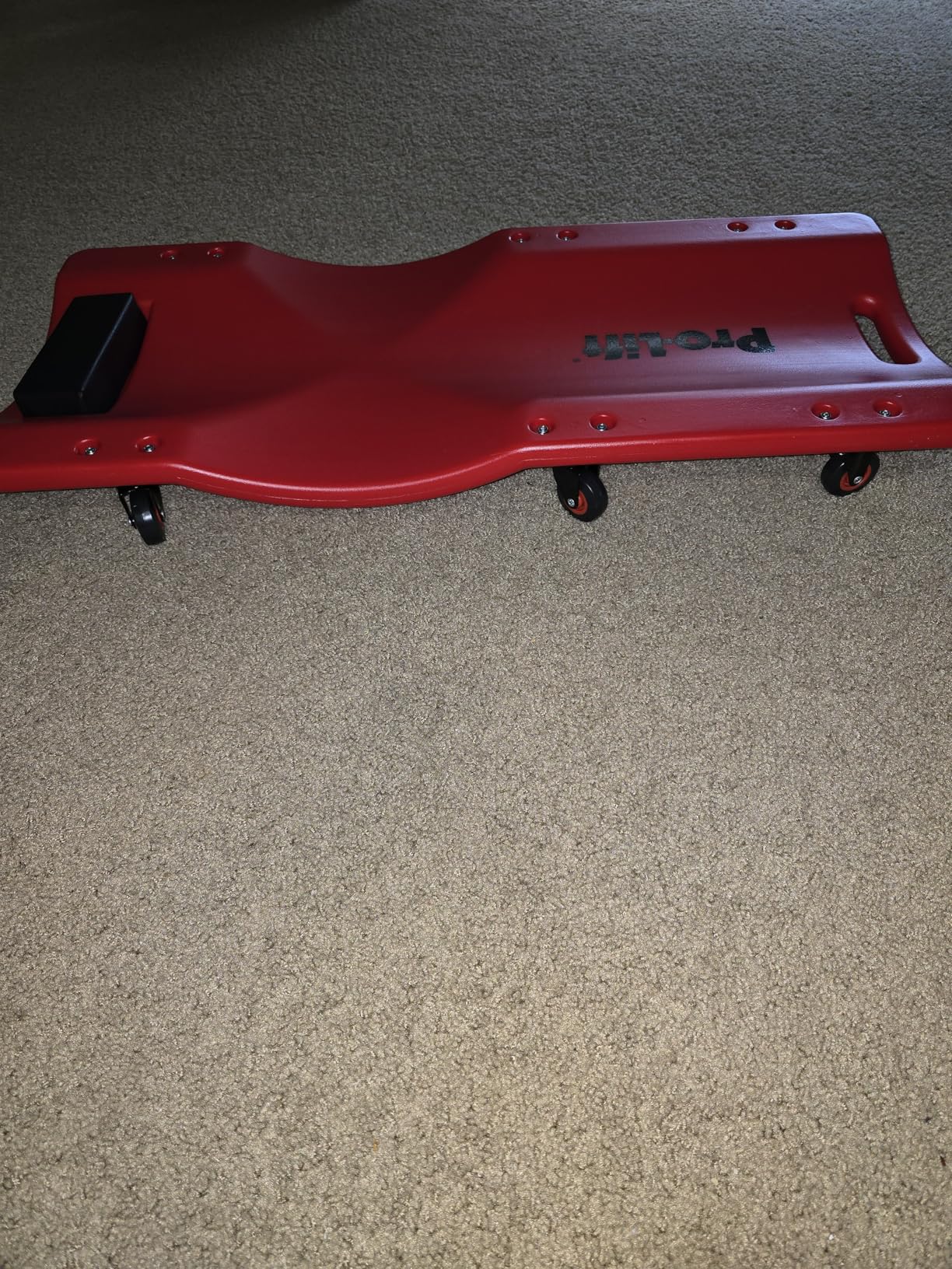Pro Lift Mechanic Plastic Creeper 36 Inch - Blow Molded Ergonomic HDPE Body with Padded Headrest - 300 Lbs Capacity Red customer photo 1