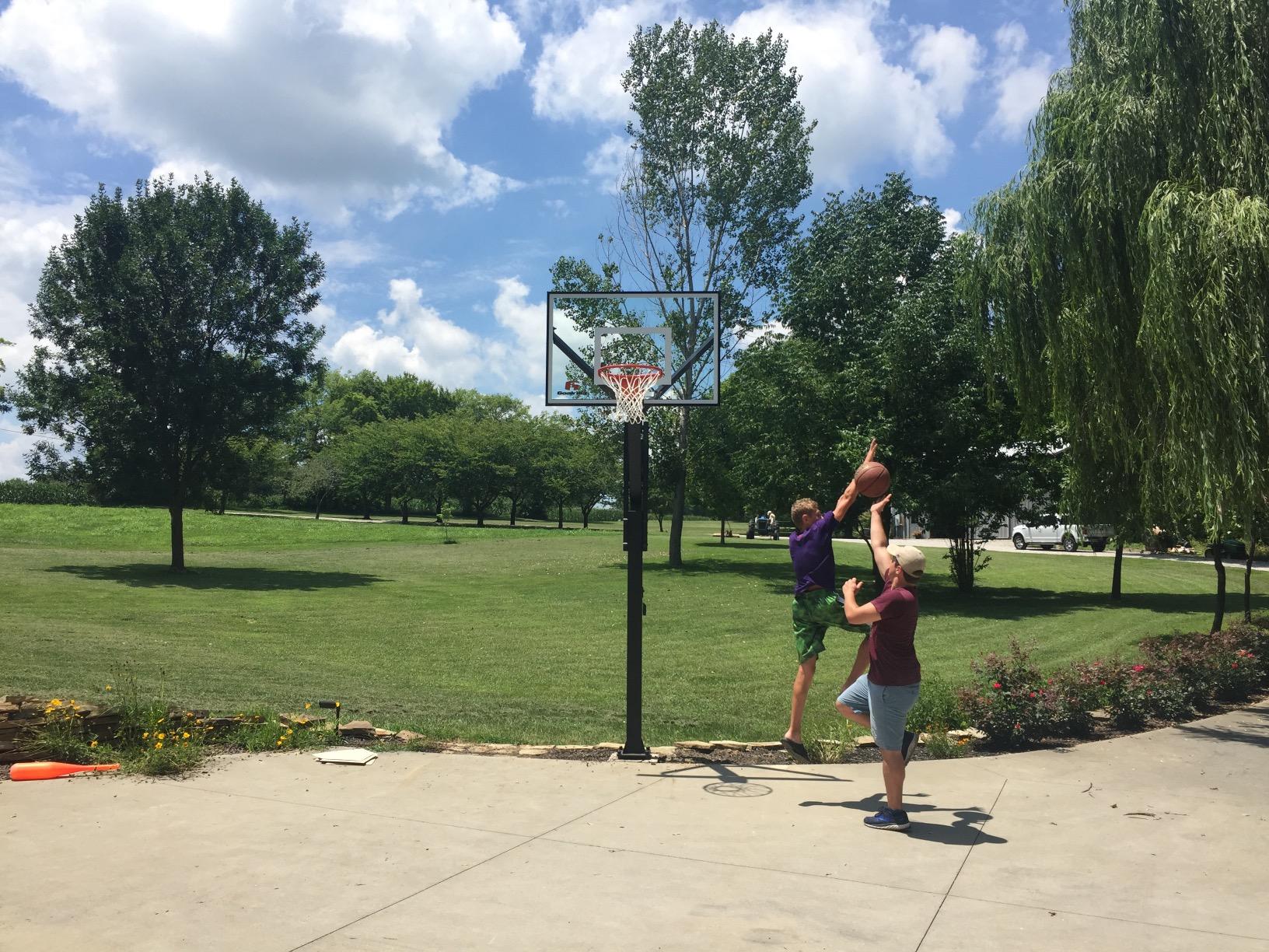 Goalrilla Basketball Hoops with Tempered Glass Basketball Goal Backboard, Black Anodized Frame, and In-ground Anchor System customer photo 1