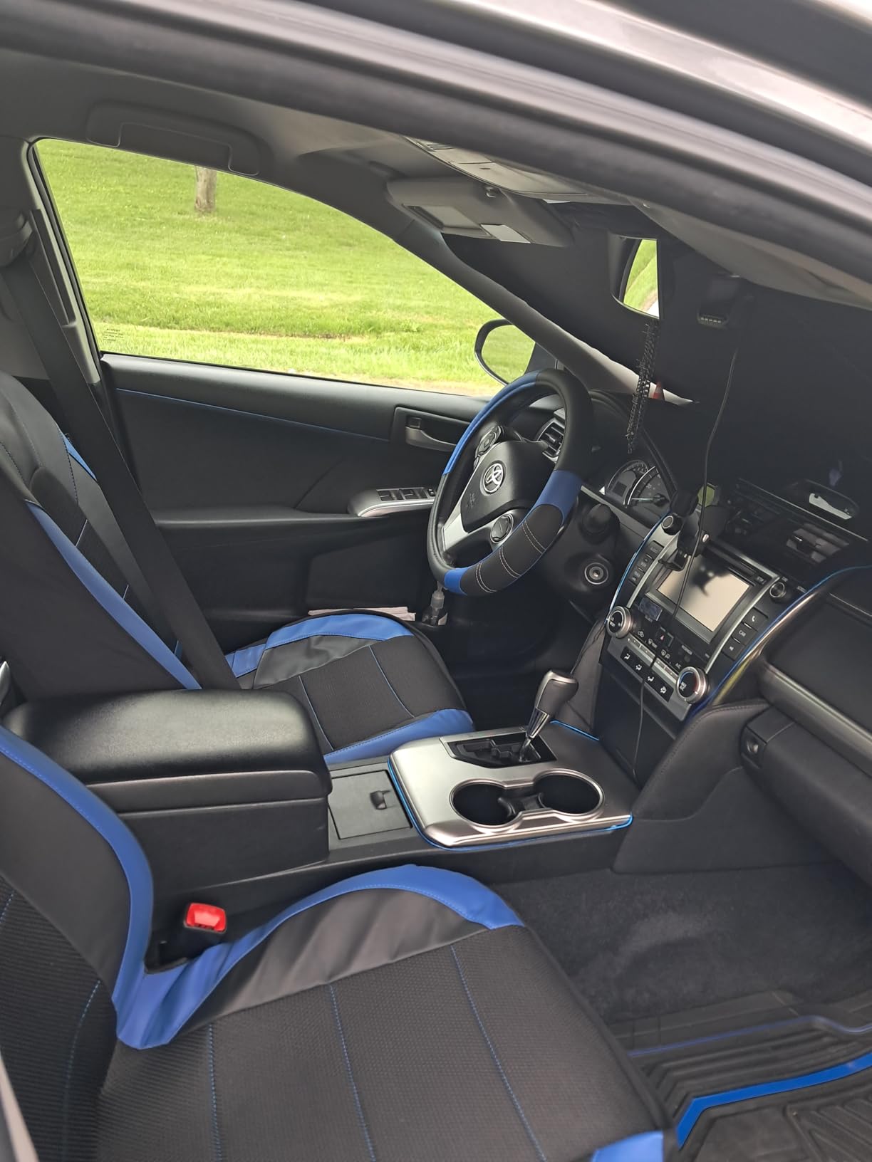 CAR PASS Leather and 3D Air Mesh Universal Fit Car Seat Covers, Airbag Compatible, Zipper Design customer photo 1