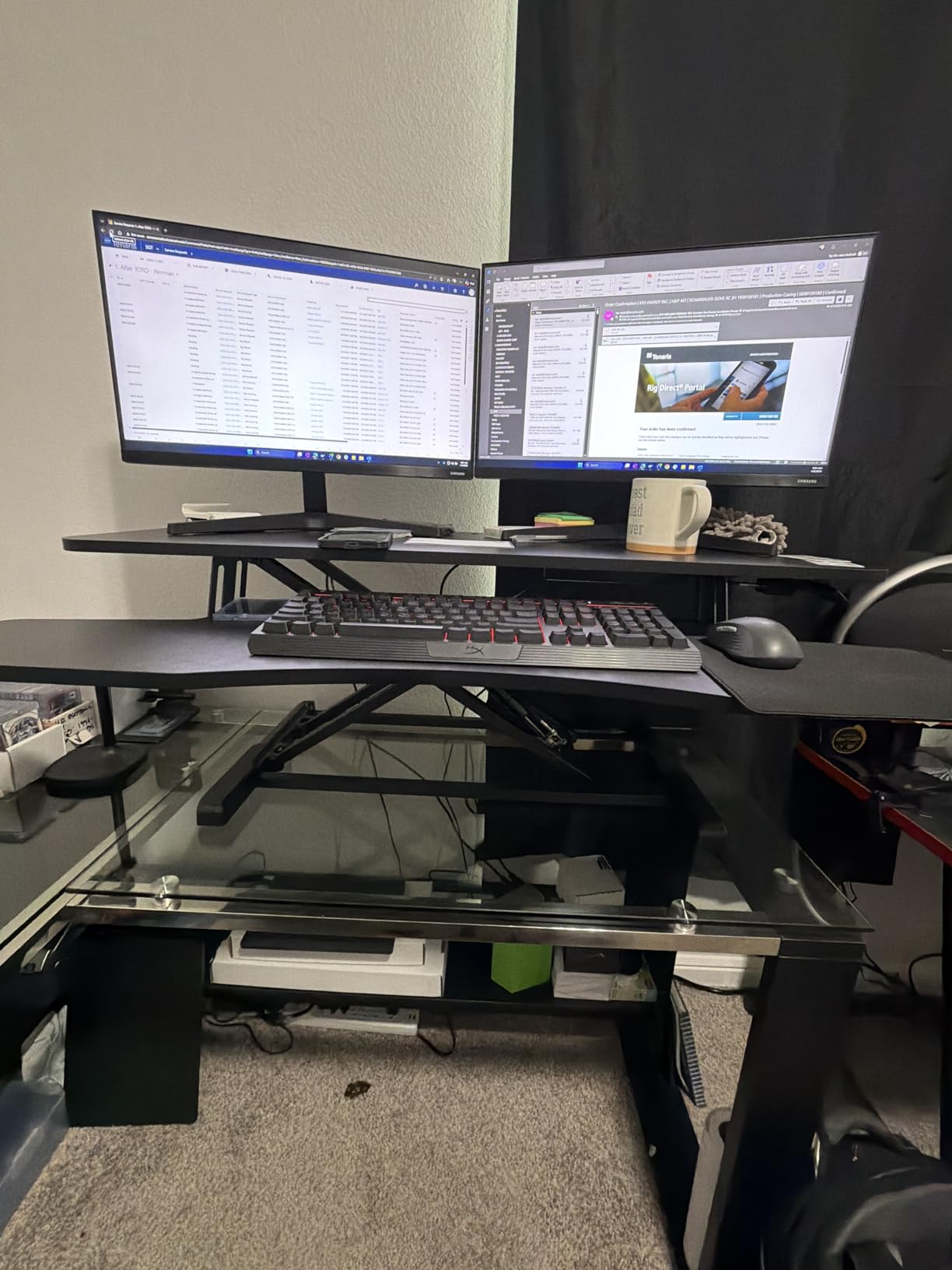 VIVO 32 inch Desk Converter, K Series, Height Adjustable Sit to Stand Riser, Dual Monitor and Laptop Workstation with Wide Keyboard Tray, Black, DESK-V000K customer photo 2
