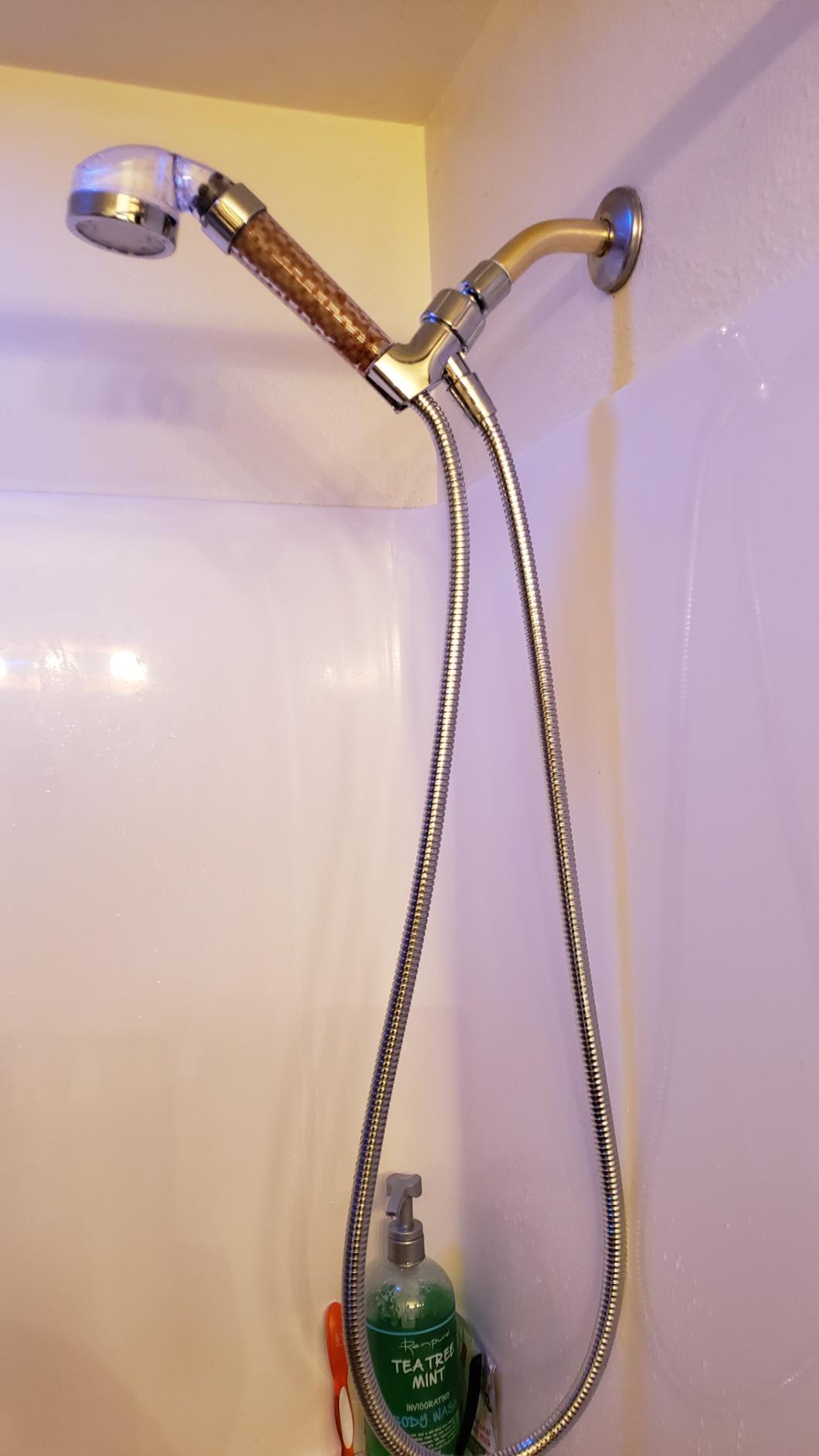 PRUGNA LED Shower Head with Hose and Shower Arm Bracket, High-Pressure Filter Handheld Shower for Repair Dry Skin and Hair Loss - 7 Colors Change Cyclically customer photo 2