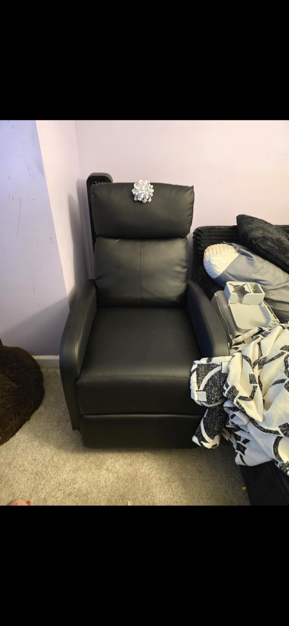 Homall Recliner Chair, Recliner Sofa PU Leather for Adults, Recliners Home Theater Seating with Lumbar Support, Reclining Sofa Chair for Living Room (Black, Leather) customer photo 1