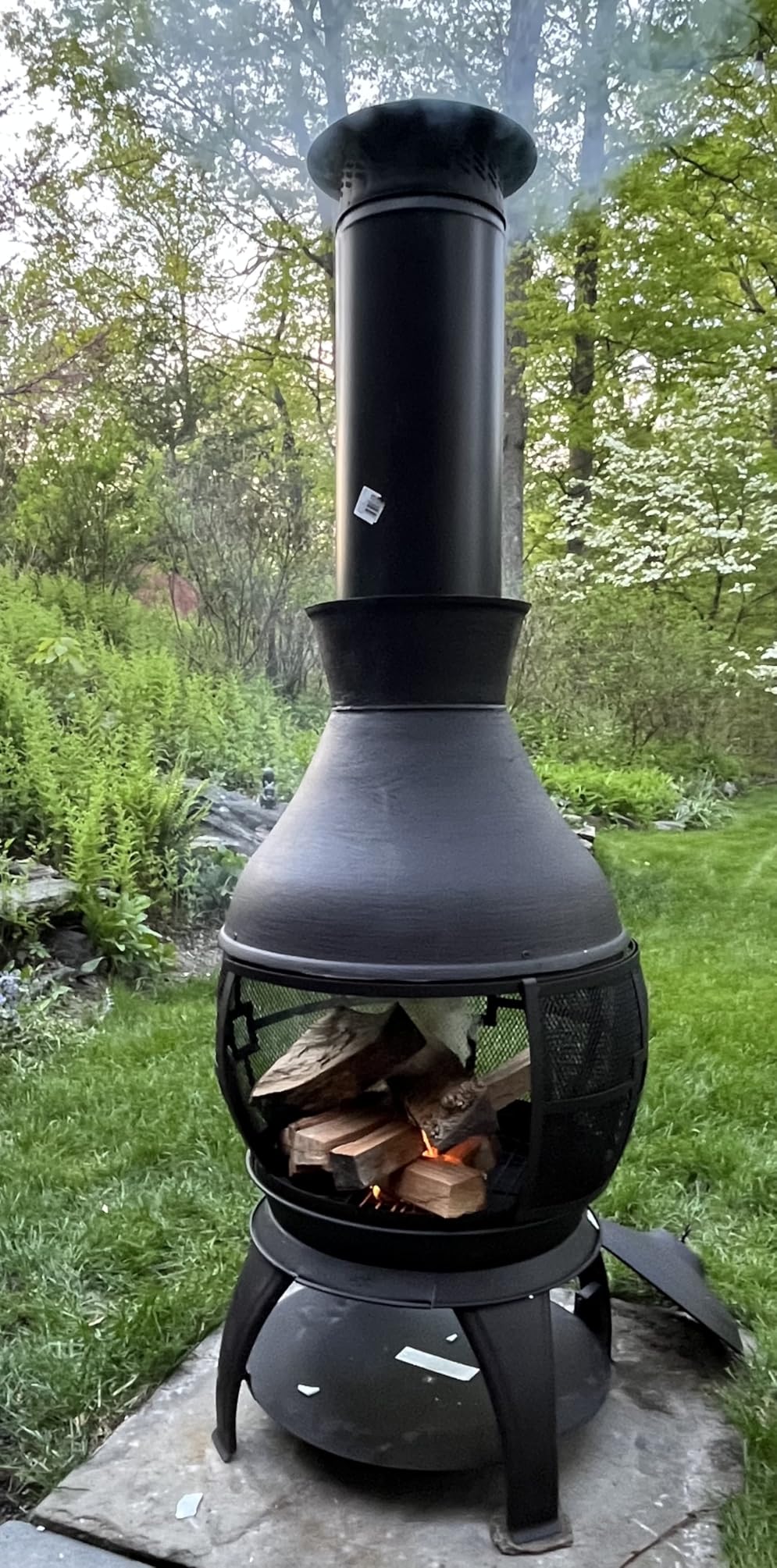 BALI OUTDOORS Chiminea Outdoor Fireplace, Outdoor Wood Burning Fire Pits for Backyard, Garden, Camping, Brown-Black customer photo 1