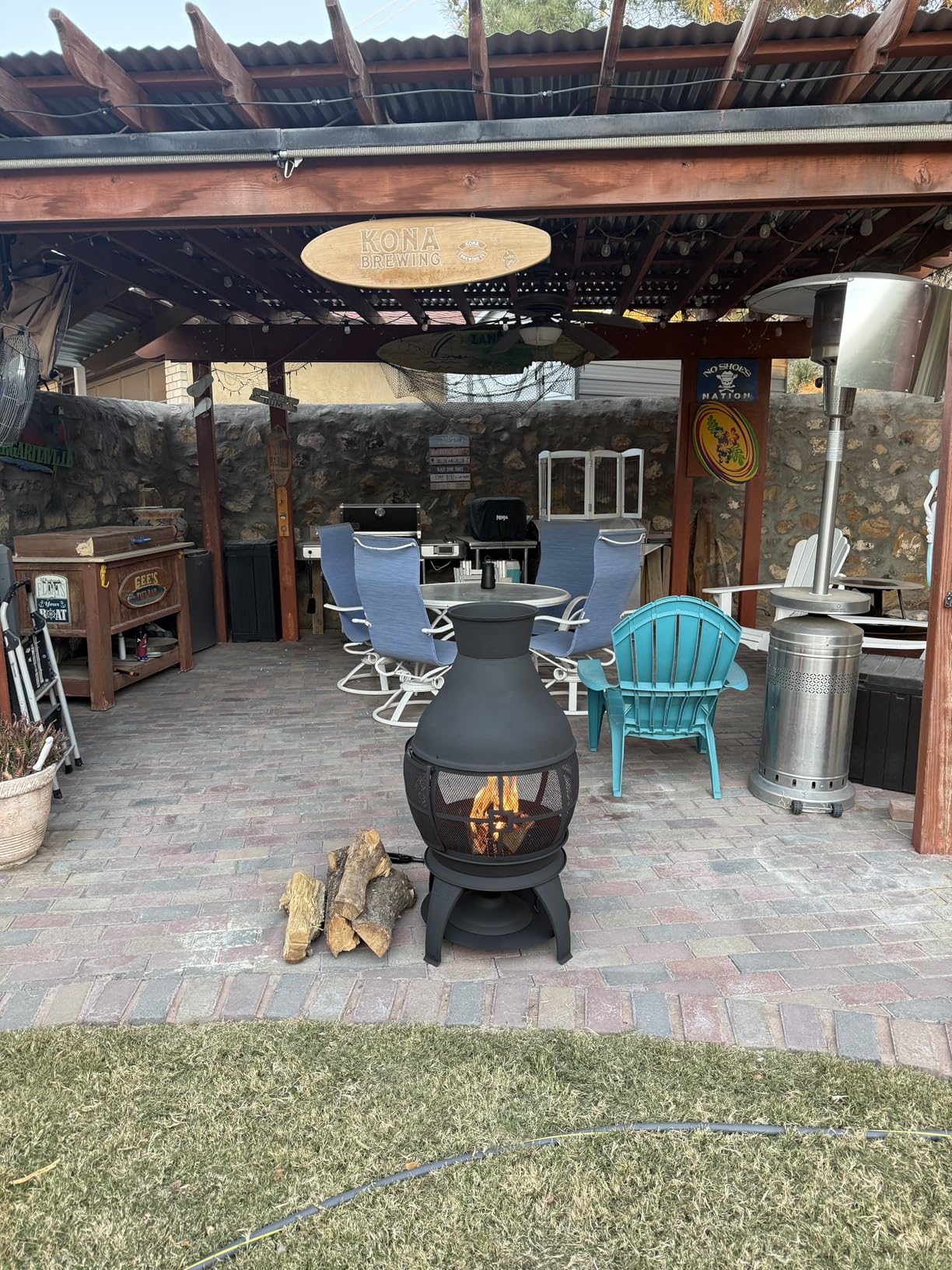 BALI OUTDOORS Chiminea Outdoor Fireplace, Outdoor Wood Burning Fire Pits for Backyard, Garden, Camping, Brown-Black customer photo 2