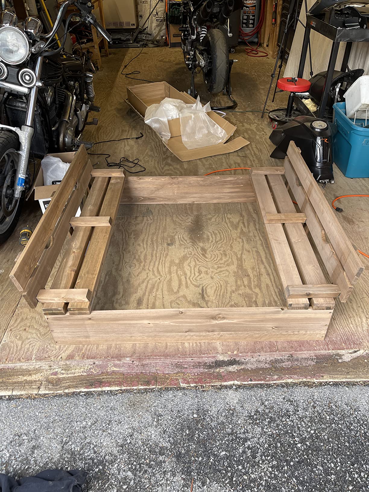 Badger Basket Wooden Sandbox with Lid & Benches - Large Outdoor Sandbox for Kids Made of Cedar - Foldable Cover, Seating & Backyard Playset (46.5 x 46.5 x 9.5) customer photo 1