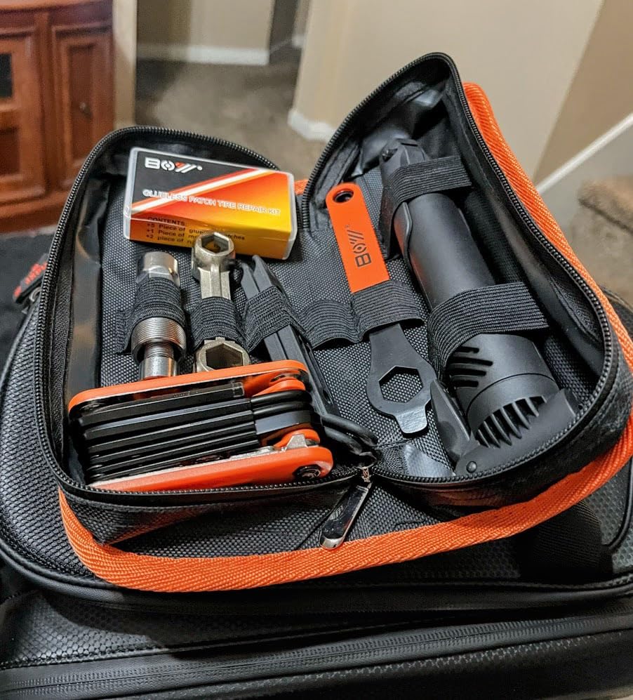 Bicycle Repair Bag With Tire Pump, Portable Tool Kit for Camping Travel - Bike Glueless Patches, Maintenance Essentials All in One Safety Kit customer photo 2