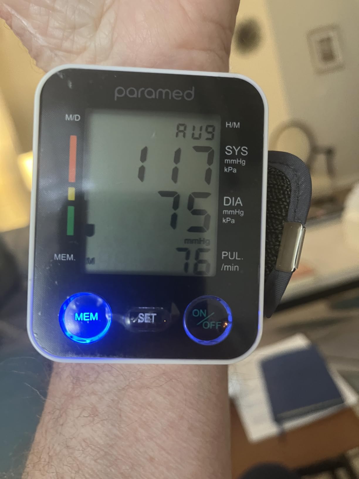 PARAMED Automatic Wrist Blood Pressure Monitor: Blood-Pressure Kit of Bp Cuff + 2AAA and Carrying case - Irregular Heartbeat Detector & 90 Readings Memory Function & Large Display customer photo 1