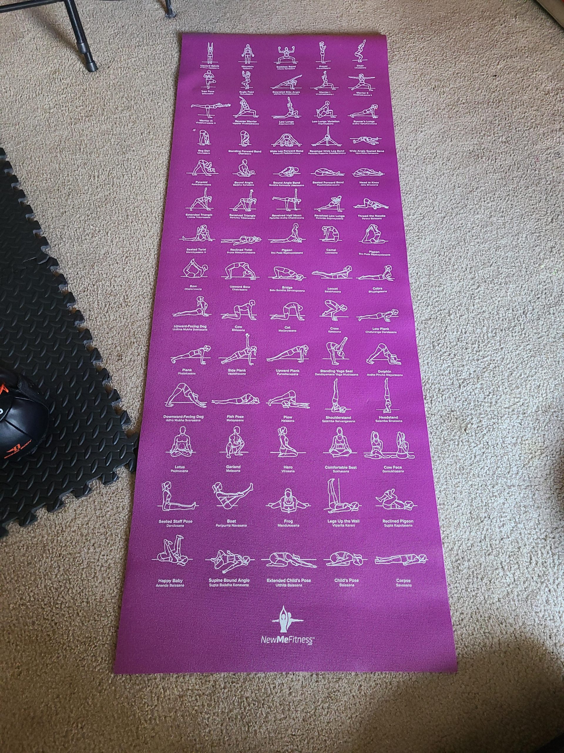 NewMe Fitness Yoga Mat for Women and Men - Large, 5mm Thick, 68 Inch Long, Non Slip Exercise Mats w/ 70 Printed Yoga Poses customer photo 2