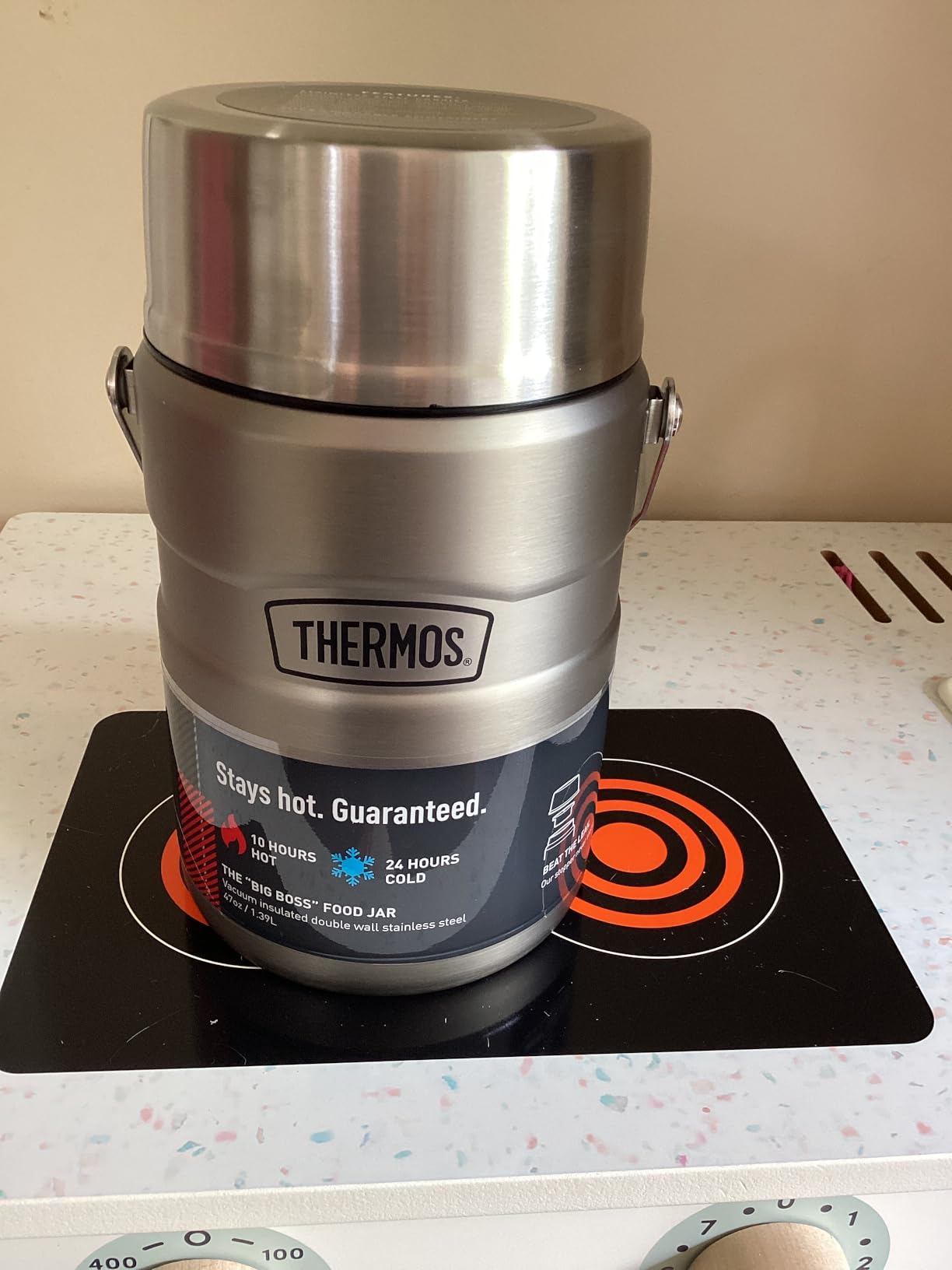 THERMOS Stainless King Vacuum-Insulated Food Jar with 2 Storage Container Inserts, 47 Ounce, Matte Stainless Steel customer photo 1